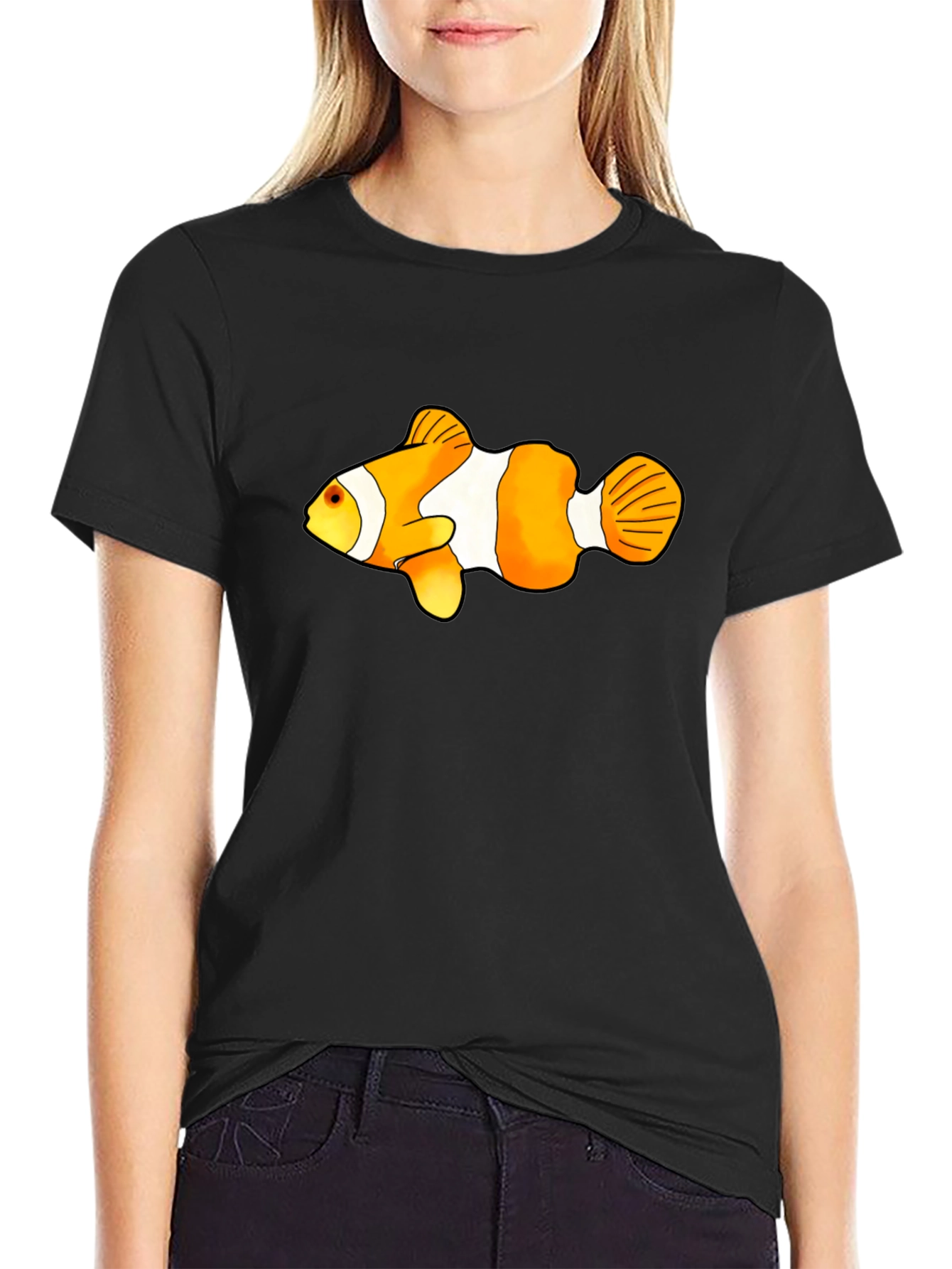 Clown Fish Graphic Tee - Black Cotton Blend