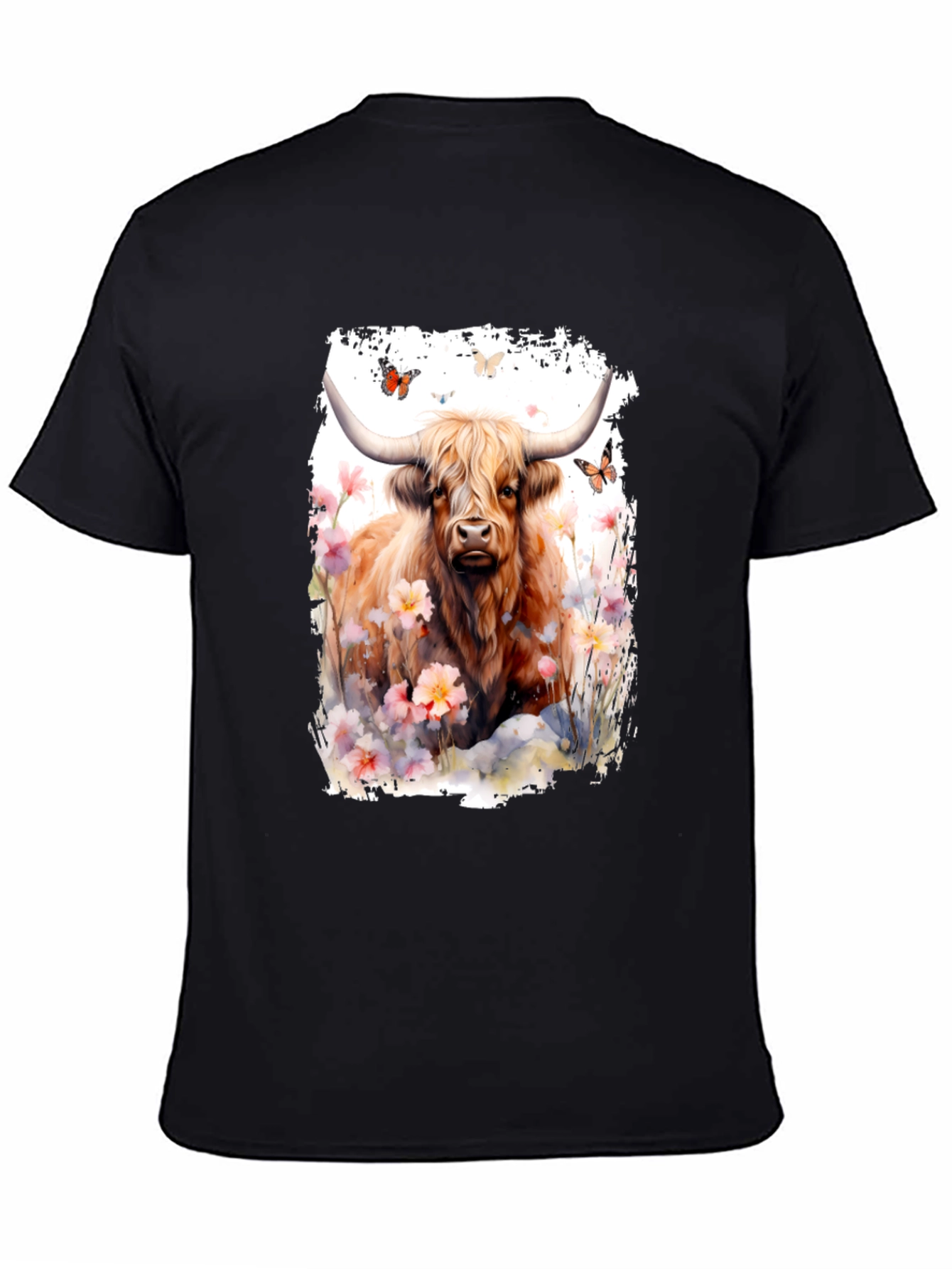 Highland Cow & Flowers Graphic T-Shirt
