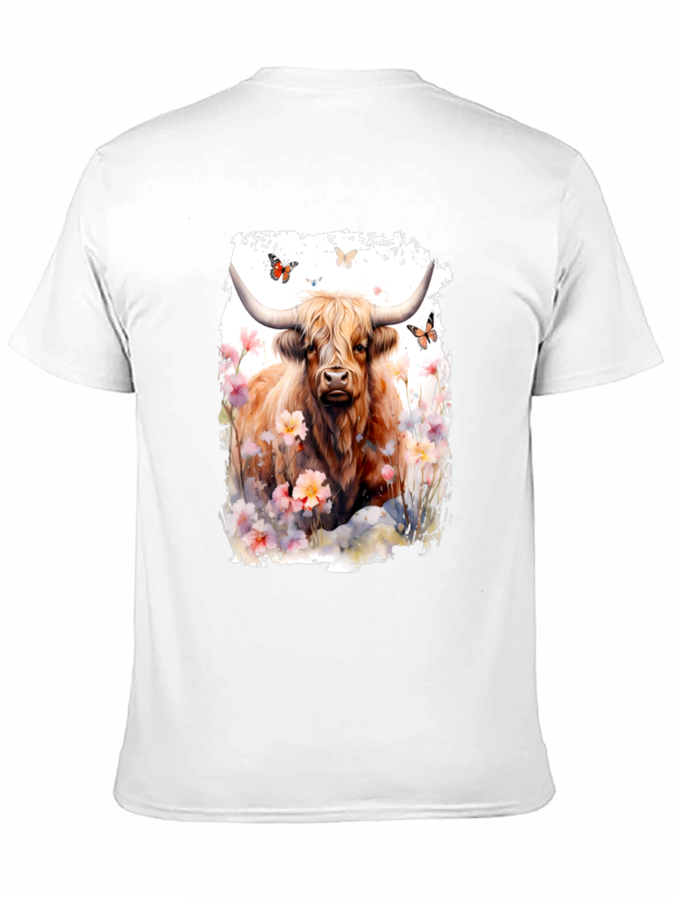 Highland Cow & Flowers Graphic T-Shirt