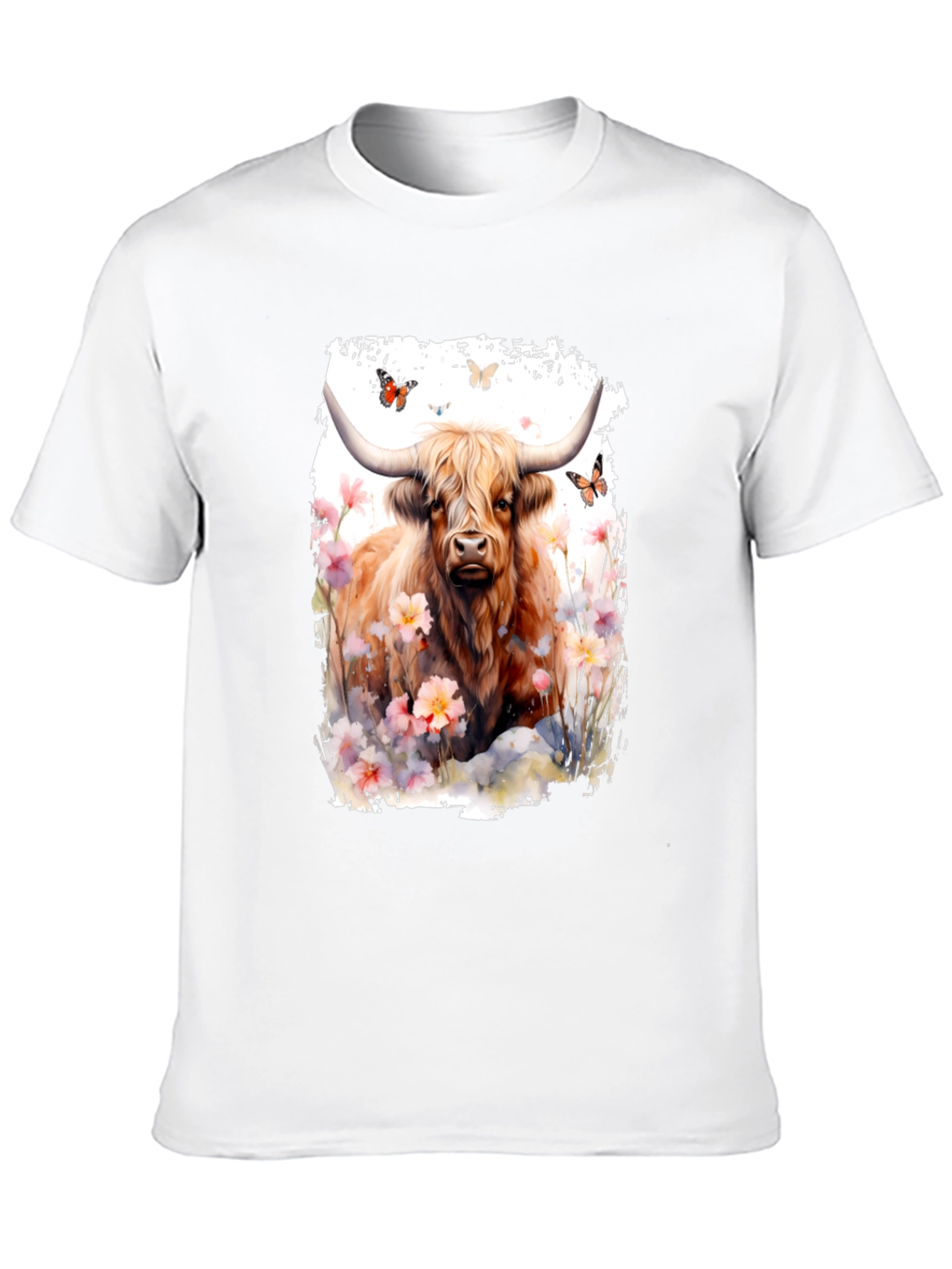 Highland Cow & Flowers Graphic T-Shirt