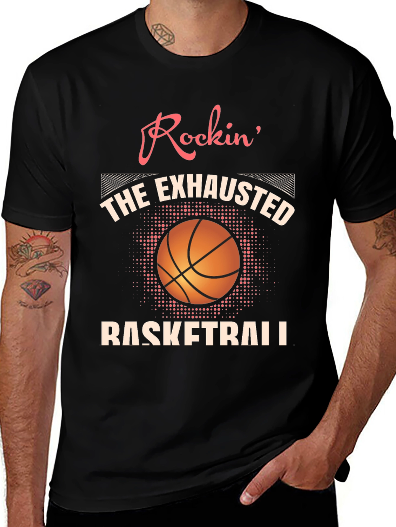 Rockin Exhausted Basketball Graphic Tee