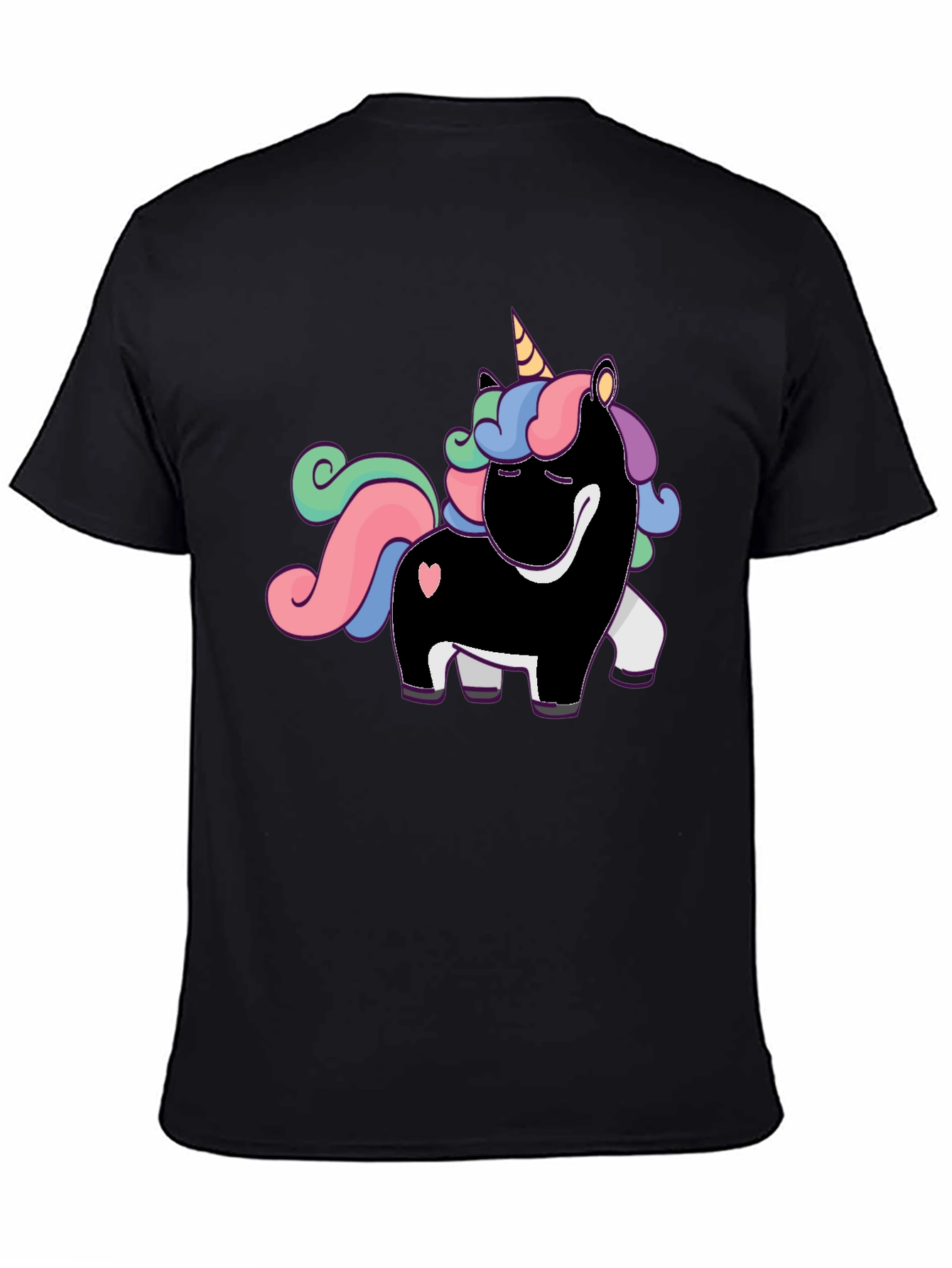 Unicorn Graphic Print T-Shirt - Black
