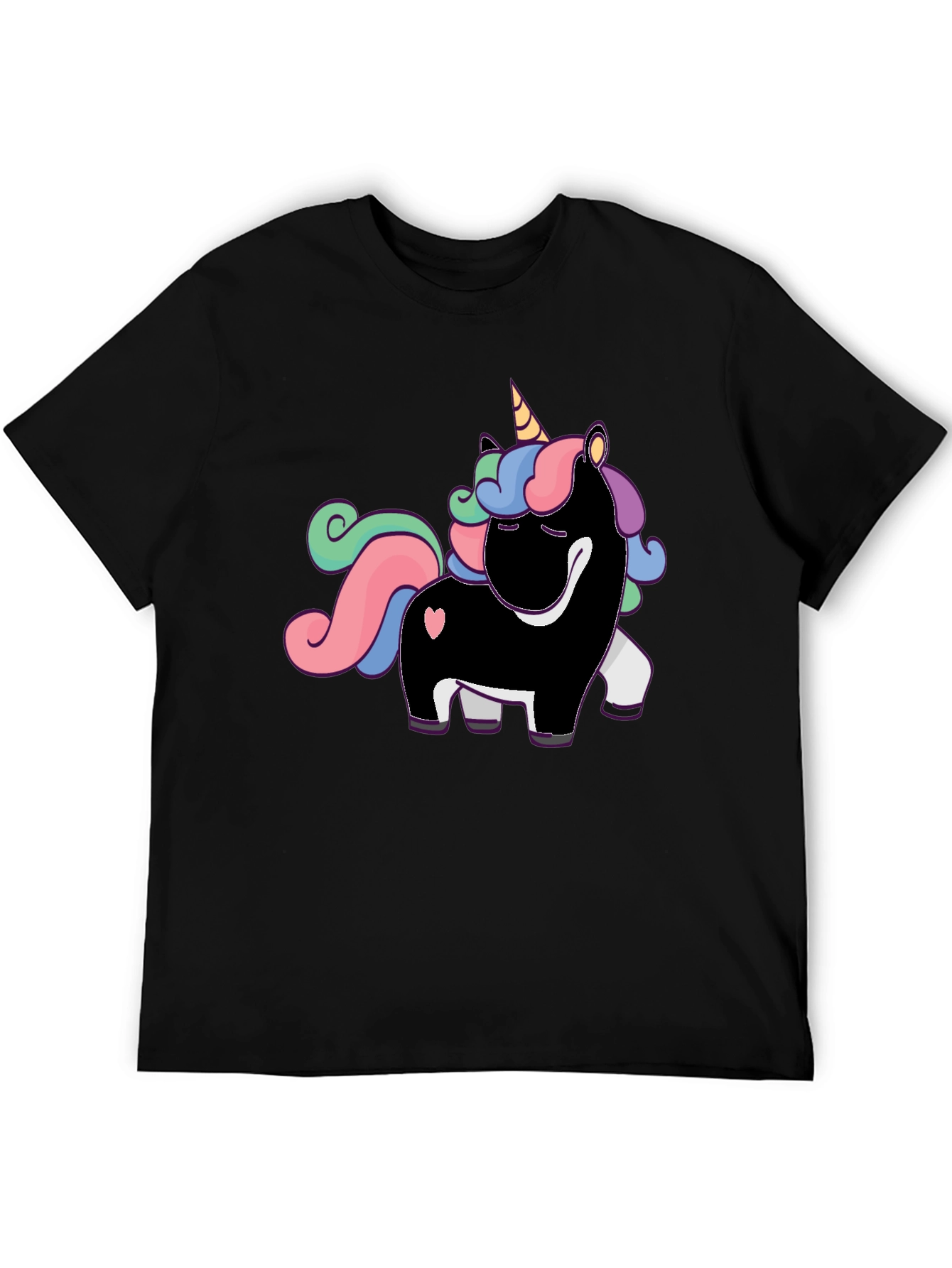 Unicorn Graphic Print T-Shirt - Black