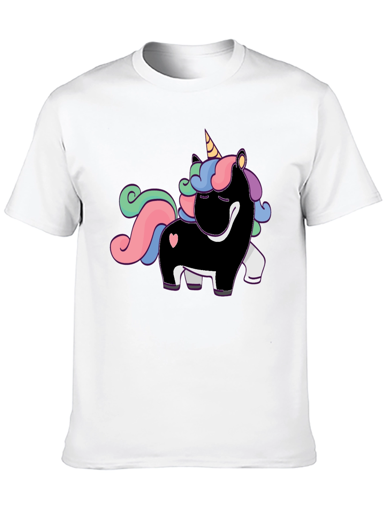 Unicorn Graphic Print T-Shirt - Black