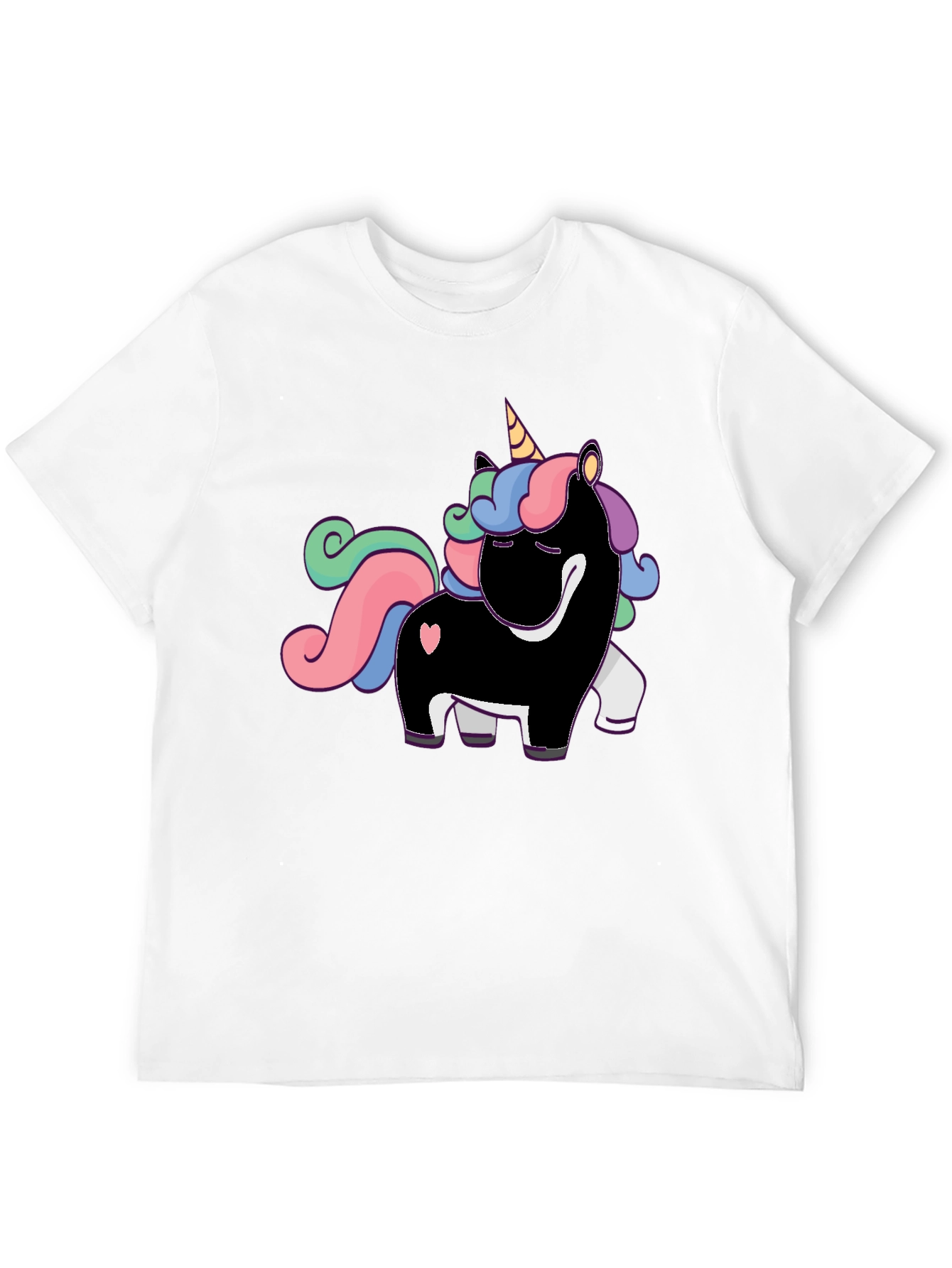 Unicorn Graphic Print T-Shirt - Black