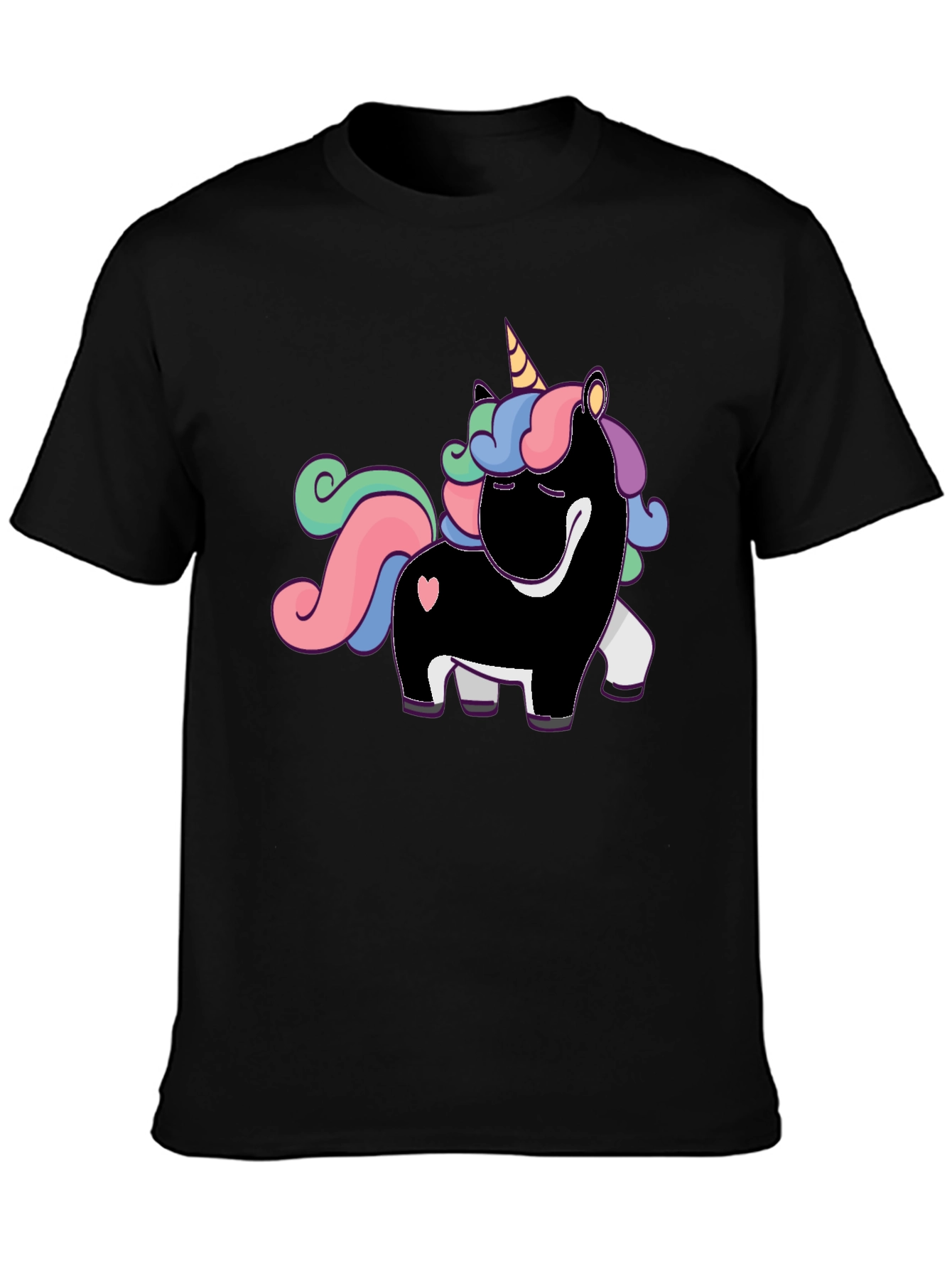 Unicorn Graphic Print T-Shirt - Black