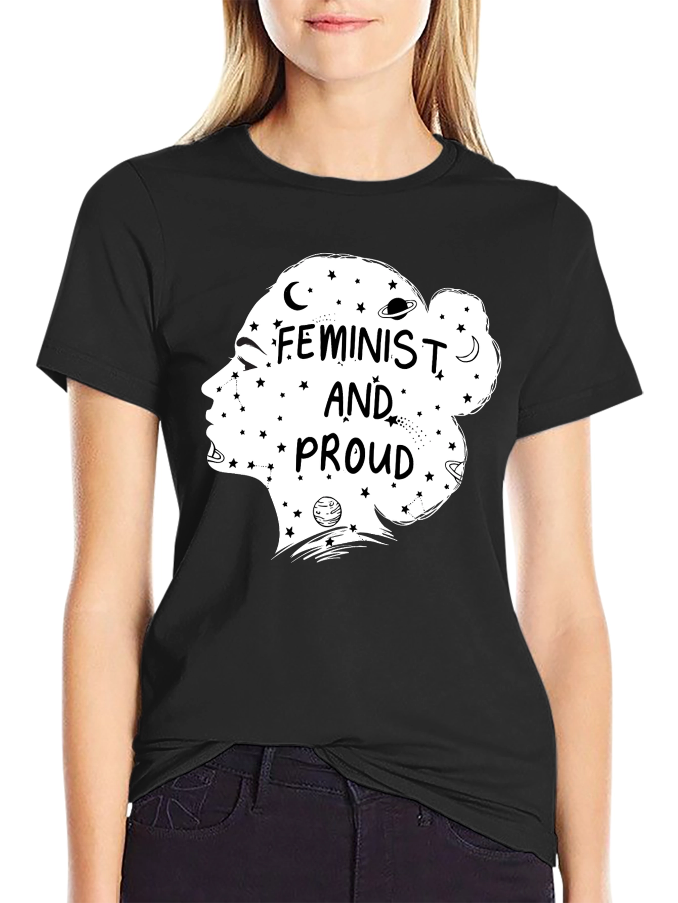 Feminist and Proud Graphic Tee - Black Cotton
