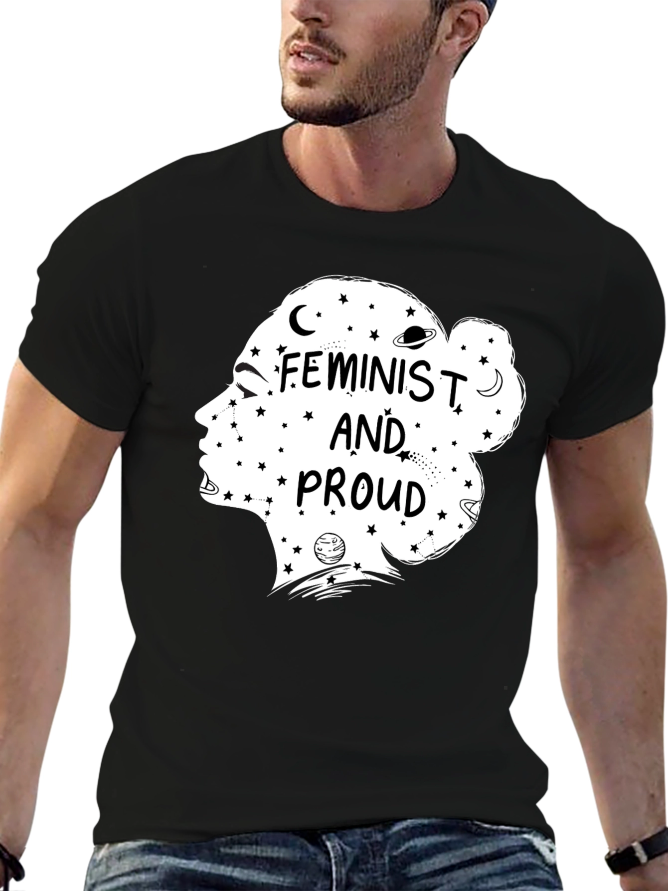 Feminist and Proud Graphic Tee - Black Cotton