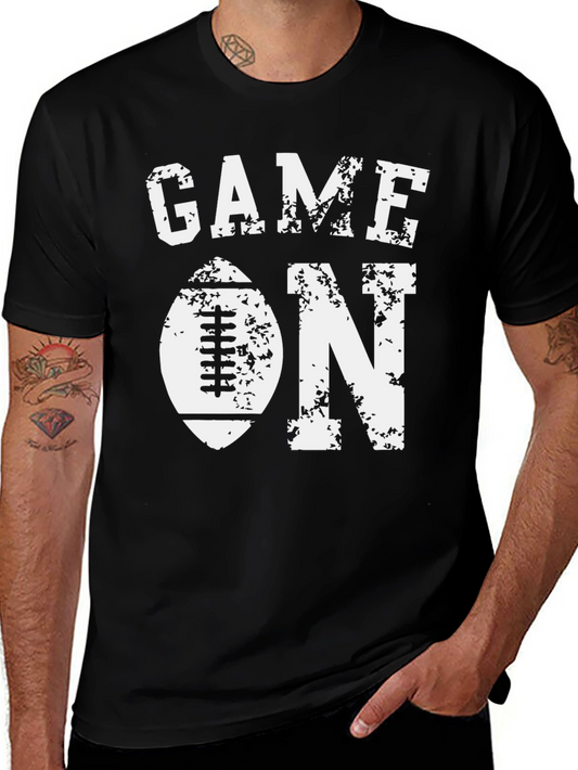 Game On Football Graphic Tee - Black Cotton T-Shirt