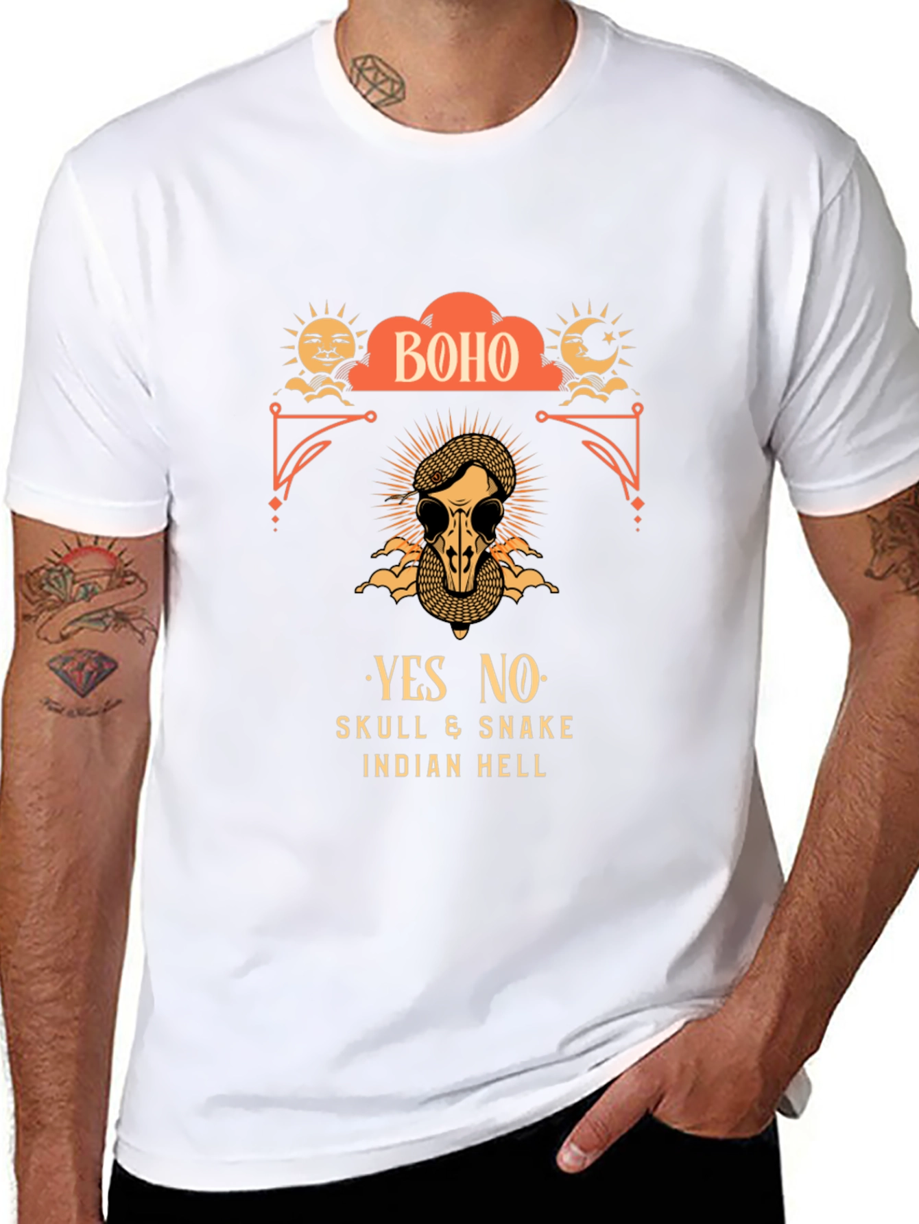 Boho Skull & Snake Graphic T-Shirt