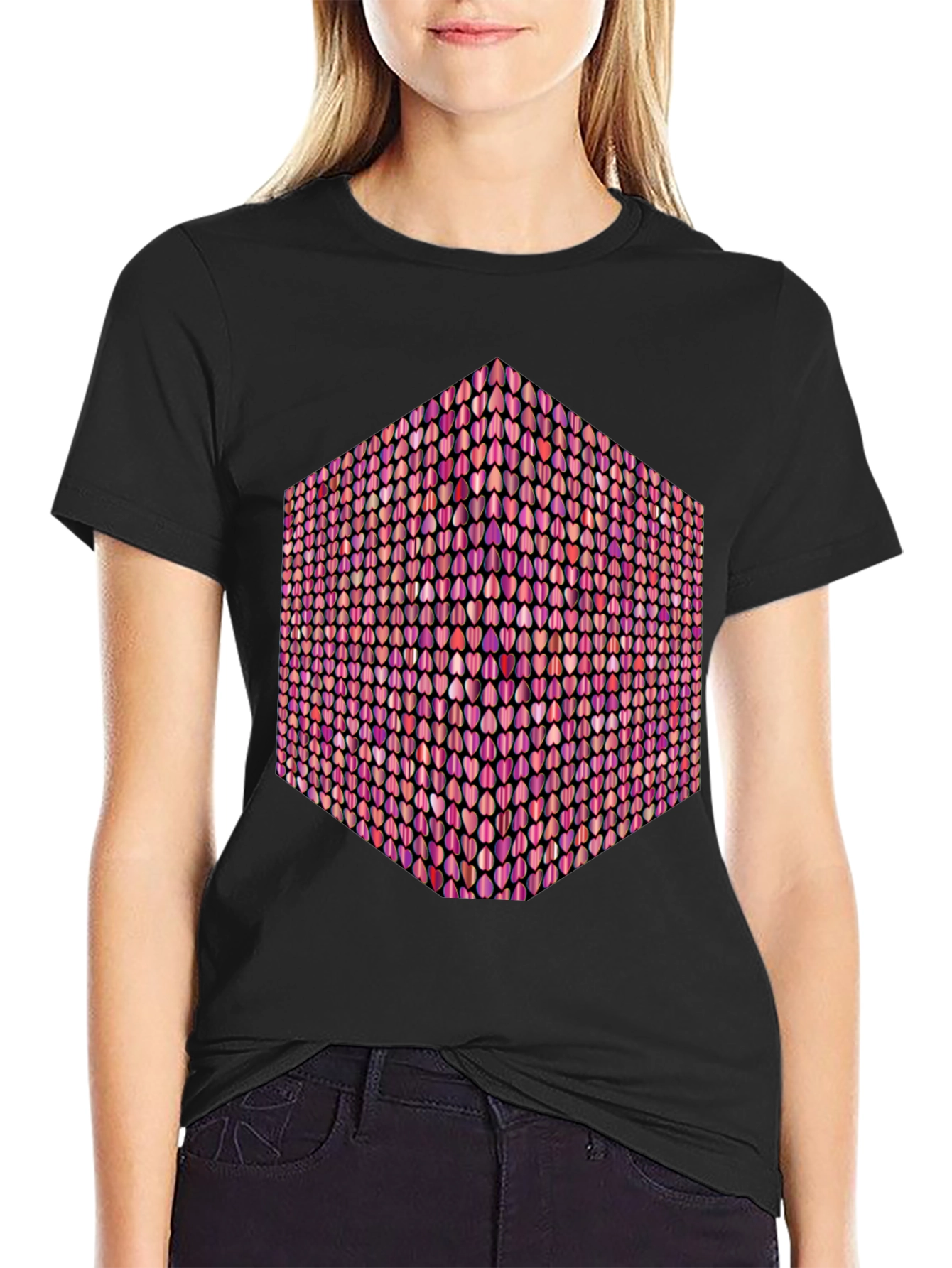 Heart Cube Graphic Tee - Black