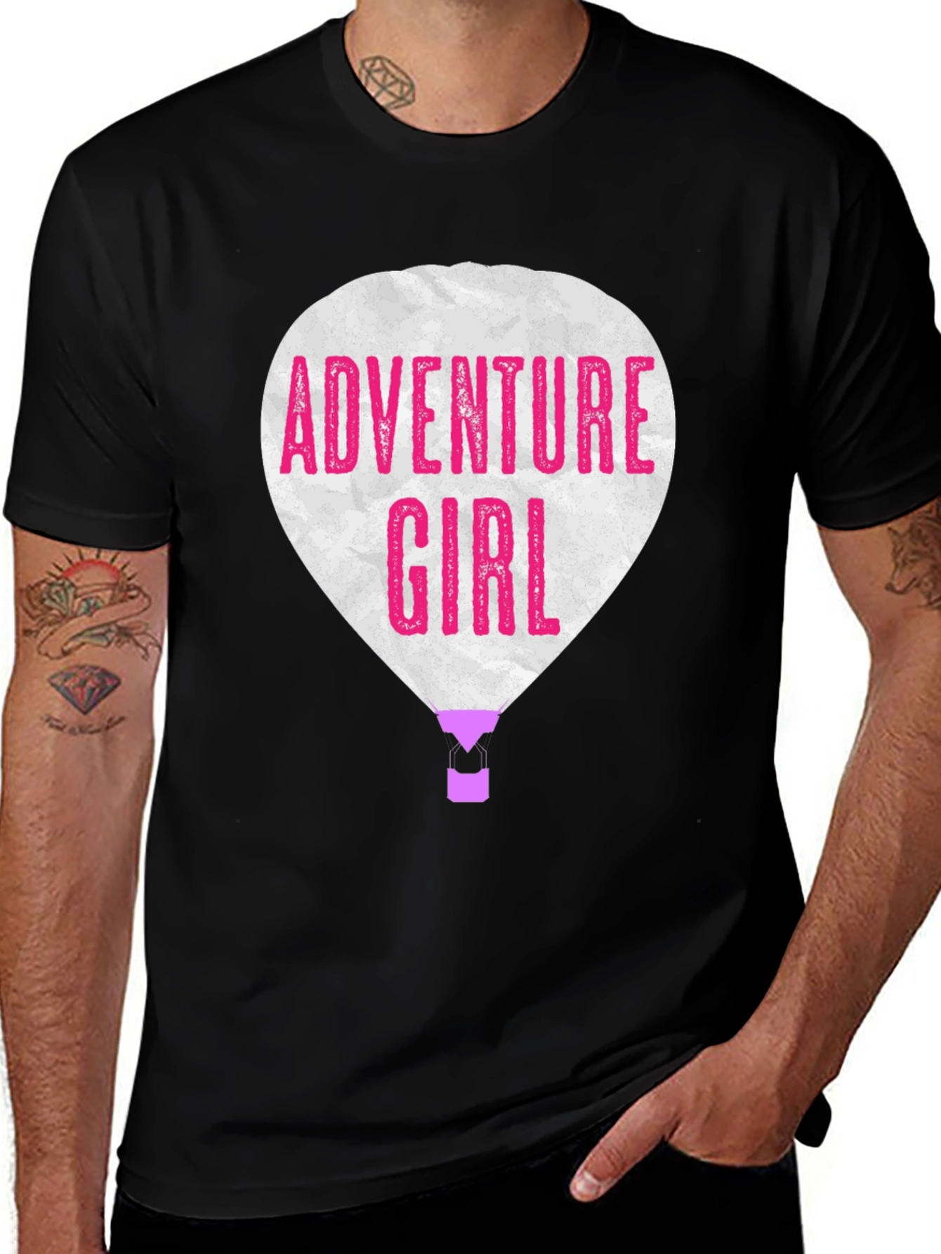 Adventure Girl Graphic Tee - Hot Air Balloon Design