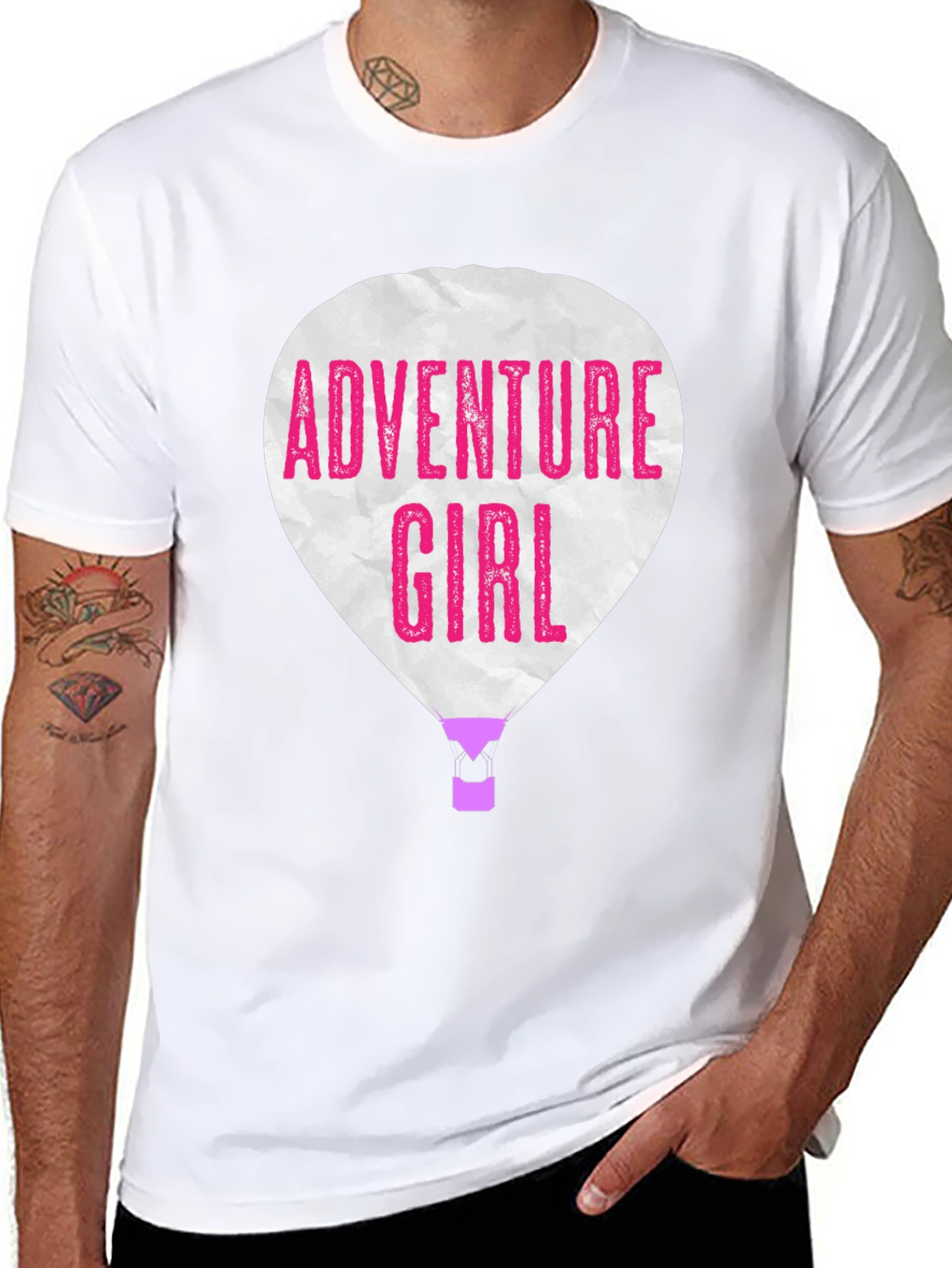Adventure Girl Graphic Tee - Hot Air Balloon Design