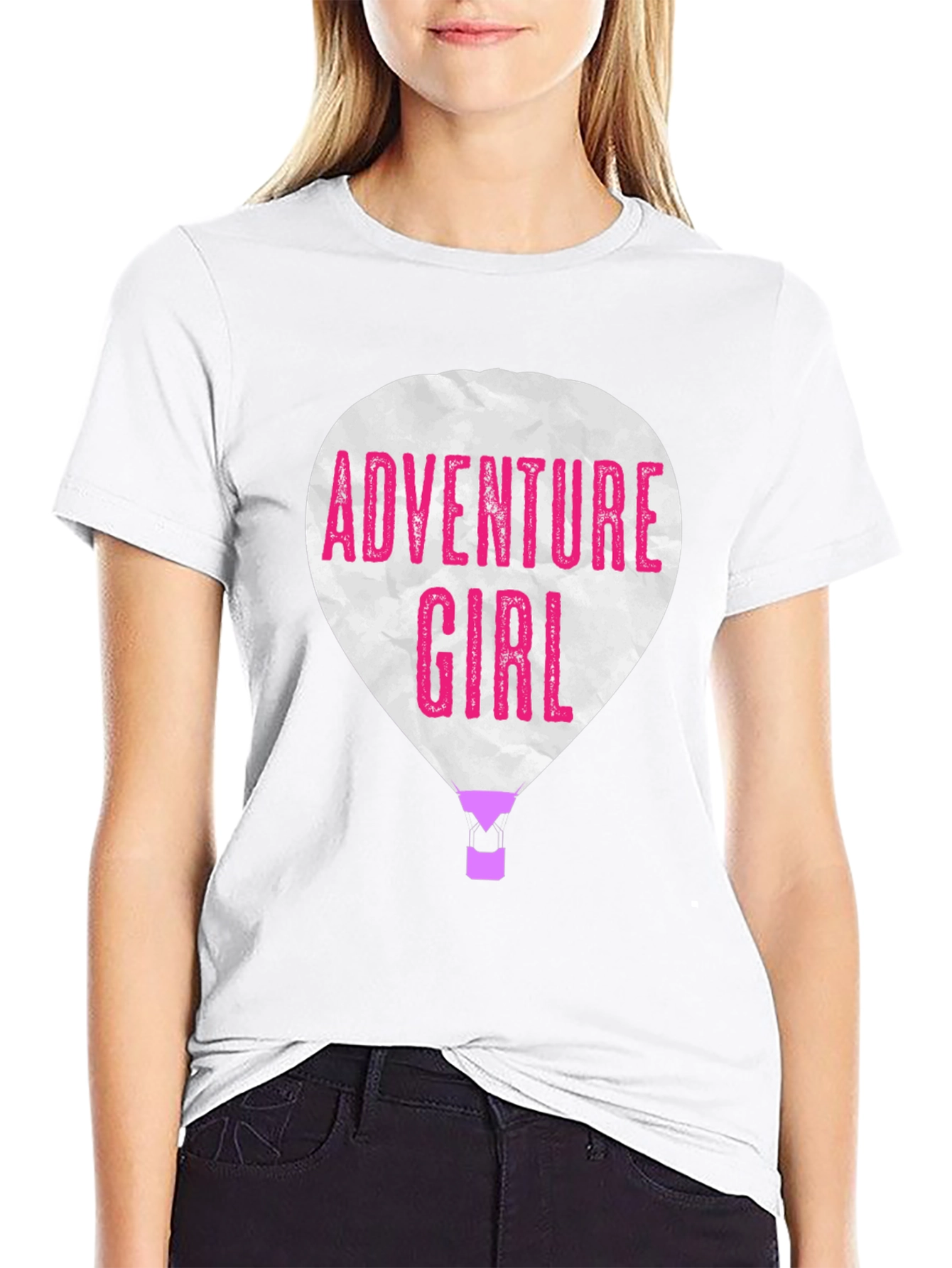 Adventure Girl Graphic Tee - Hot Air Balloon Design