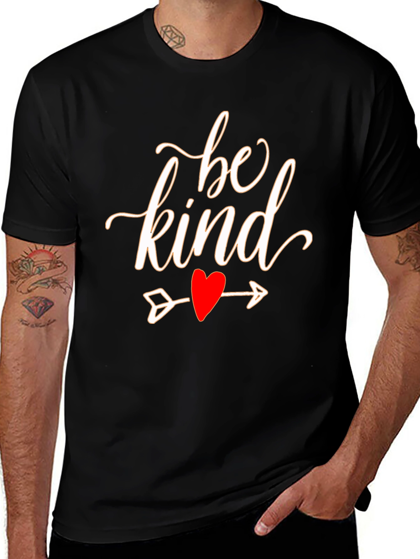 Be Kind Heart Arrow Graphic Black T-Shirt