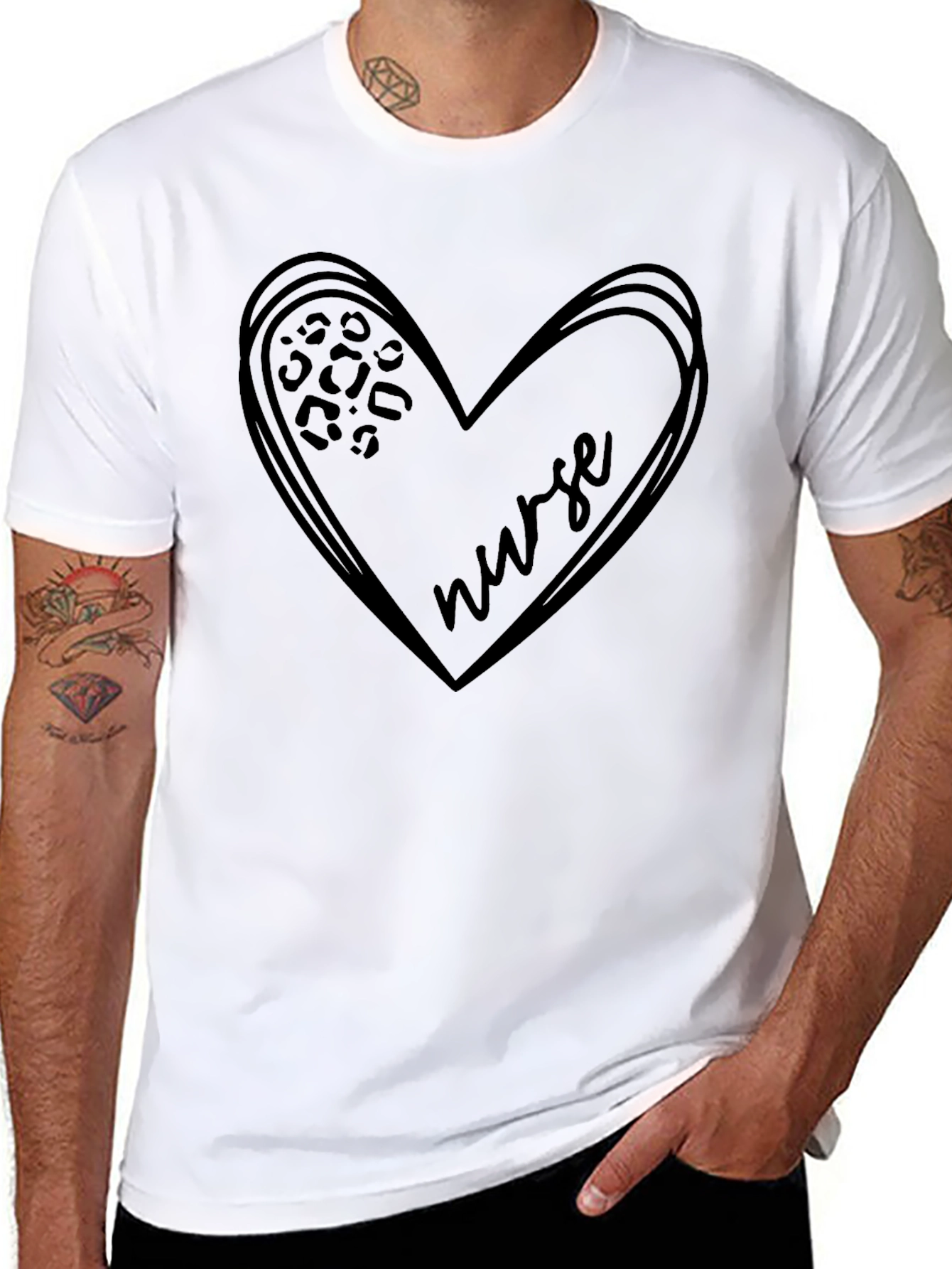 Nurse Heart Graphic Tee - Comfortable Black T-Shirt