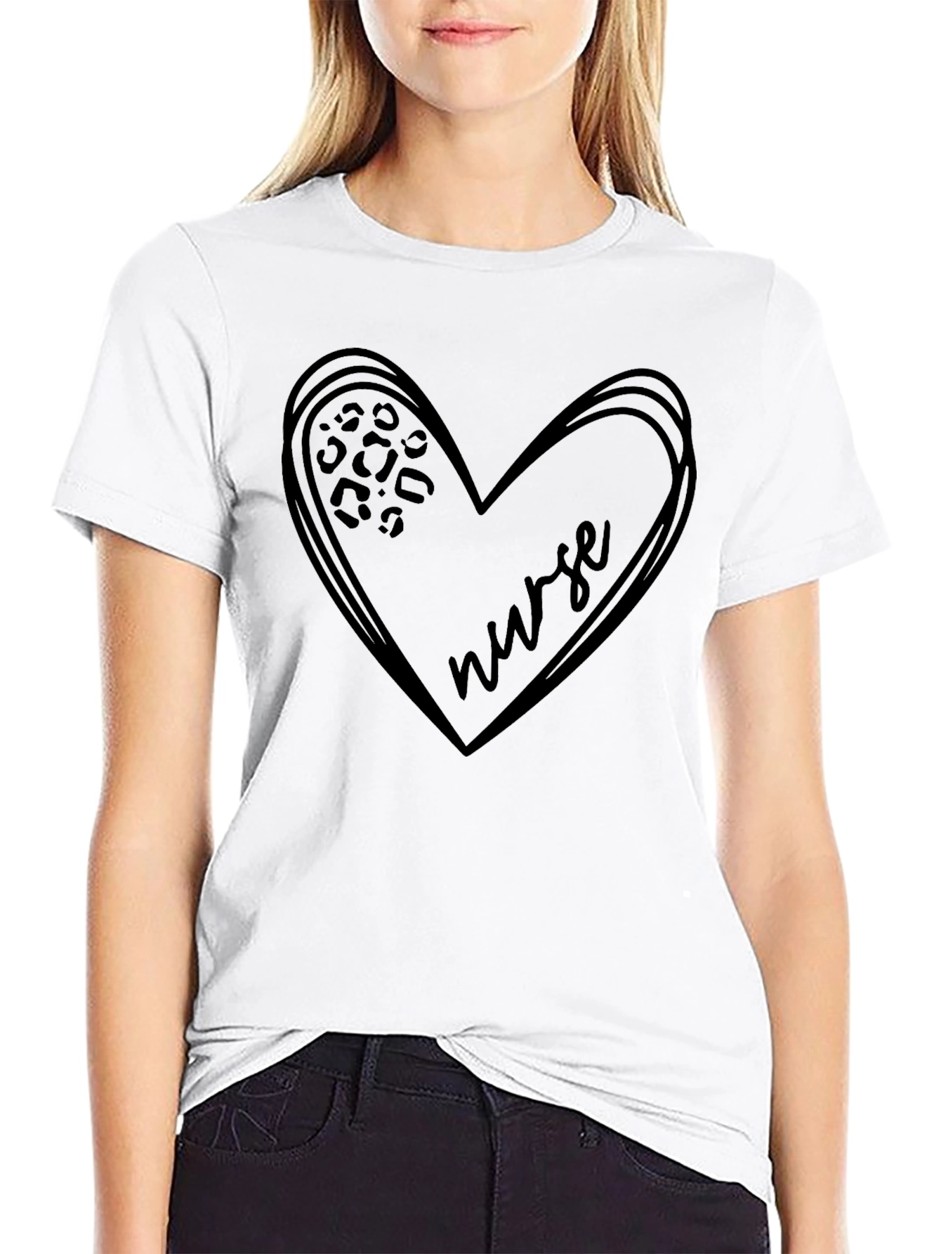 Nurse Heart Graphic Tee - Comfortable Black T-Shirt
