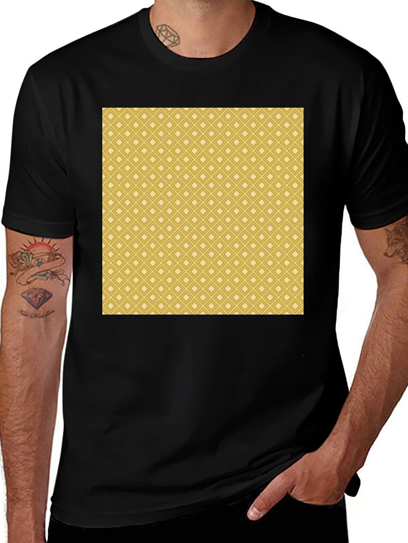 Stylish Patterned Mens Black T-Shirt