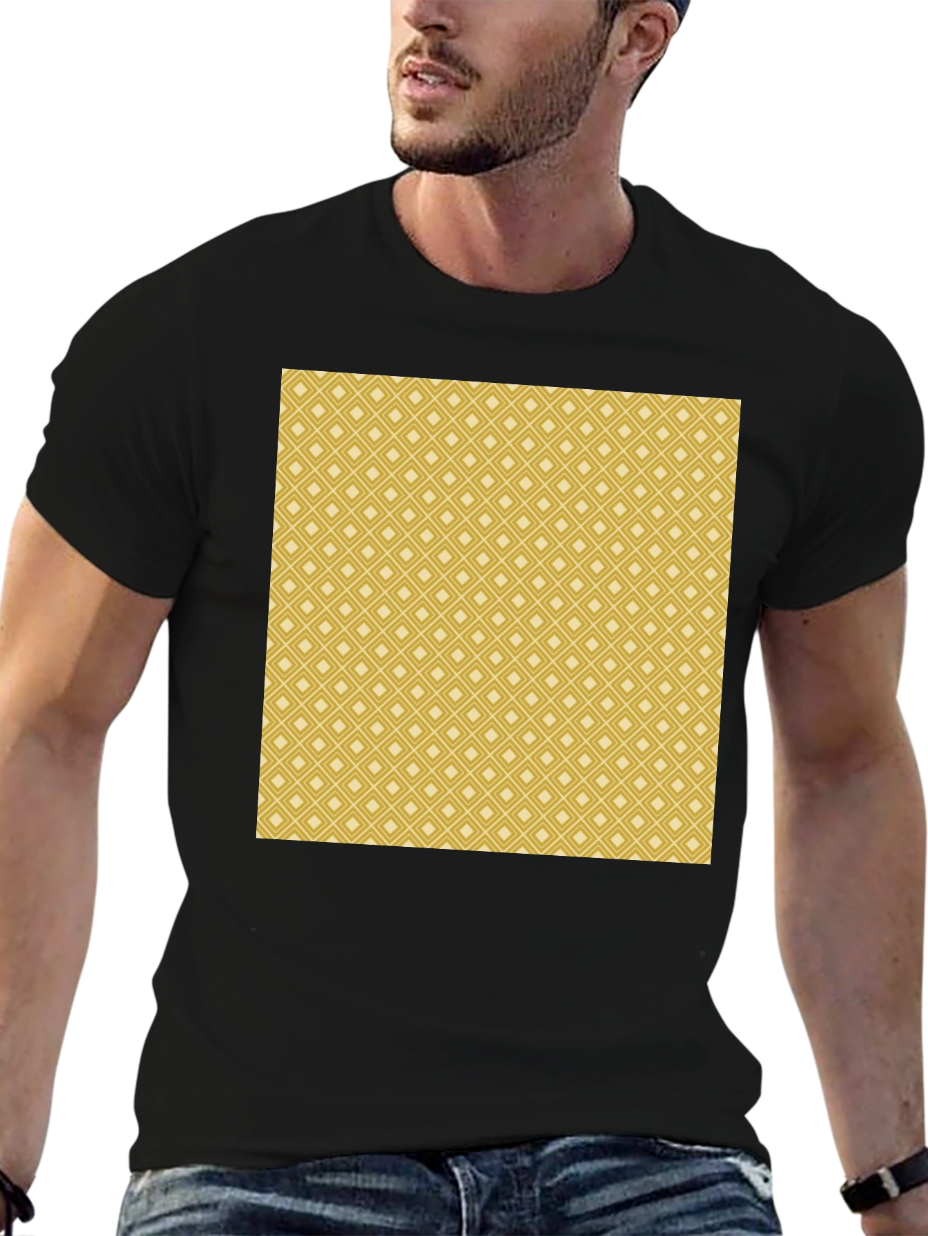 Stylish Patterned Mens Black T-Shirt
