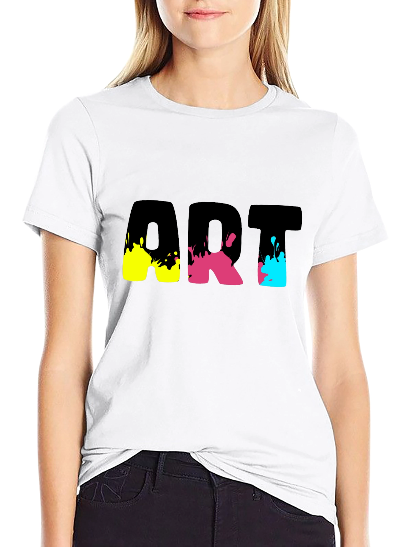 Abstract Art Splatter Graphic Tee - Black