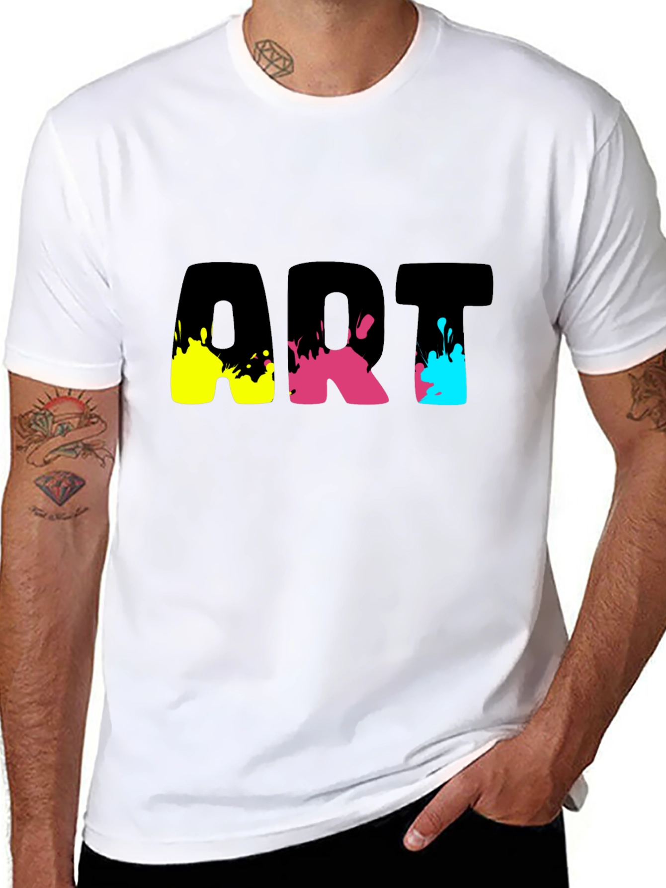 Abstract Art Splatter Graphic Tee - Black