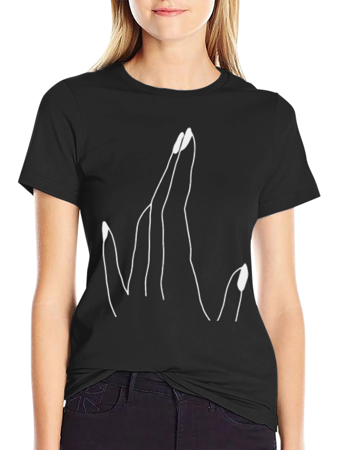 Statement Hand Gesture Graphic Black T-Shirt