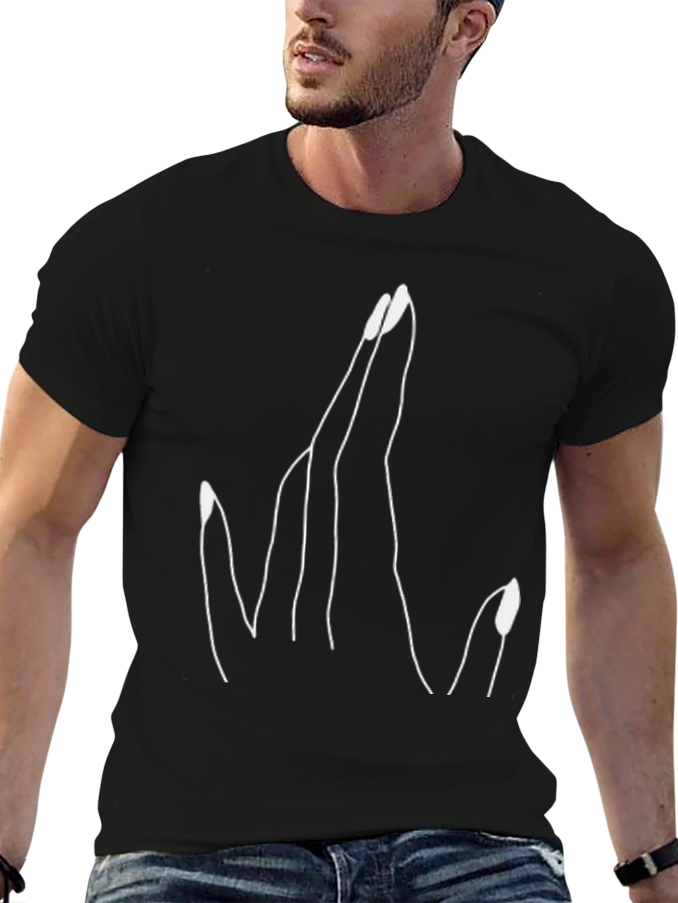 Statement Hand Gesture Graphic Black T-Shirt