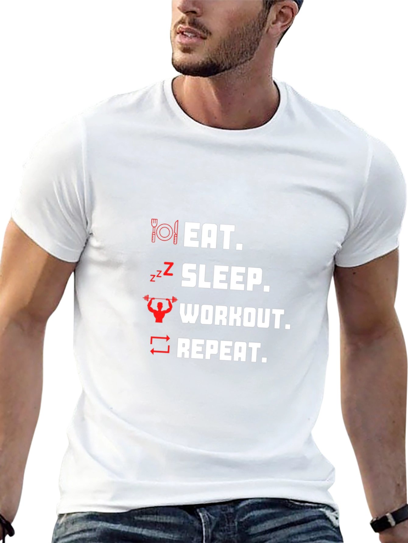 Eat Sleep Workout Repeat Graphic T-Shirt