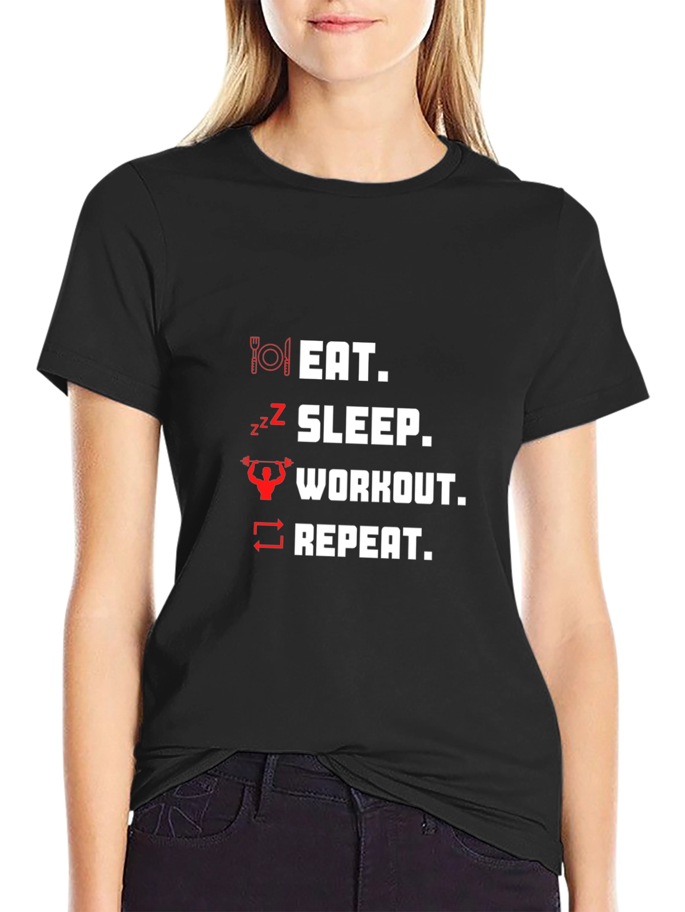Eat Sleep Workout Repeat Graphic T-Shirt