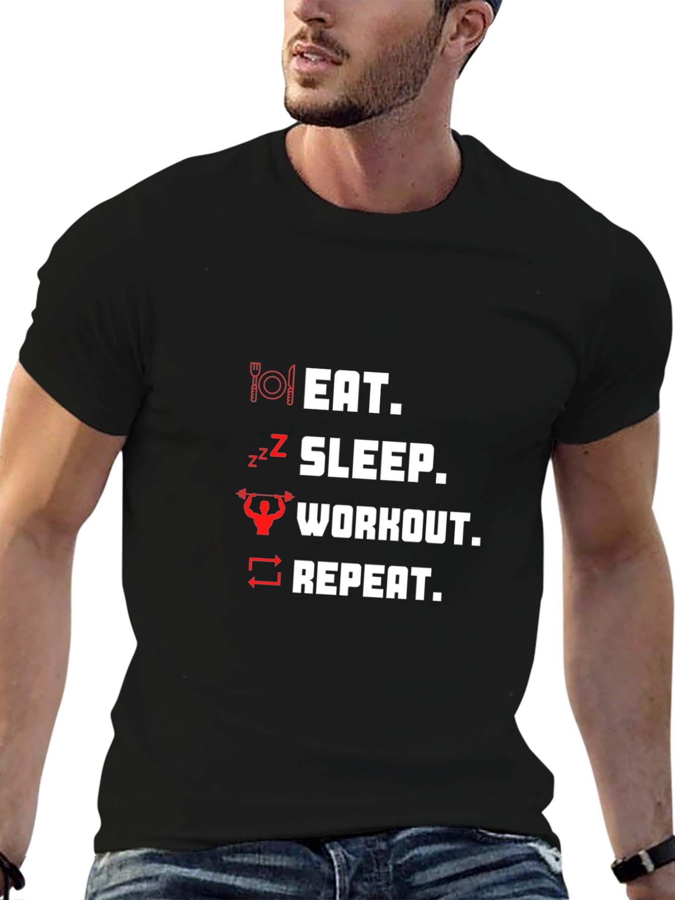 Eat Sleep Workout Repeat Graphic T-Shirt