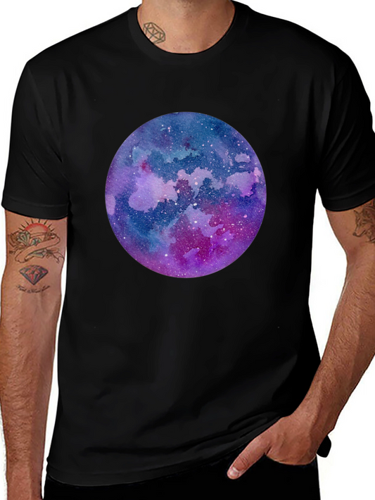Galaxy Watercolor Graphic Tee - Mens Black T-Shirt