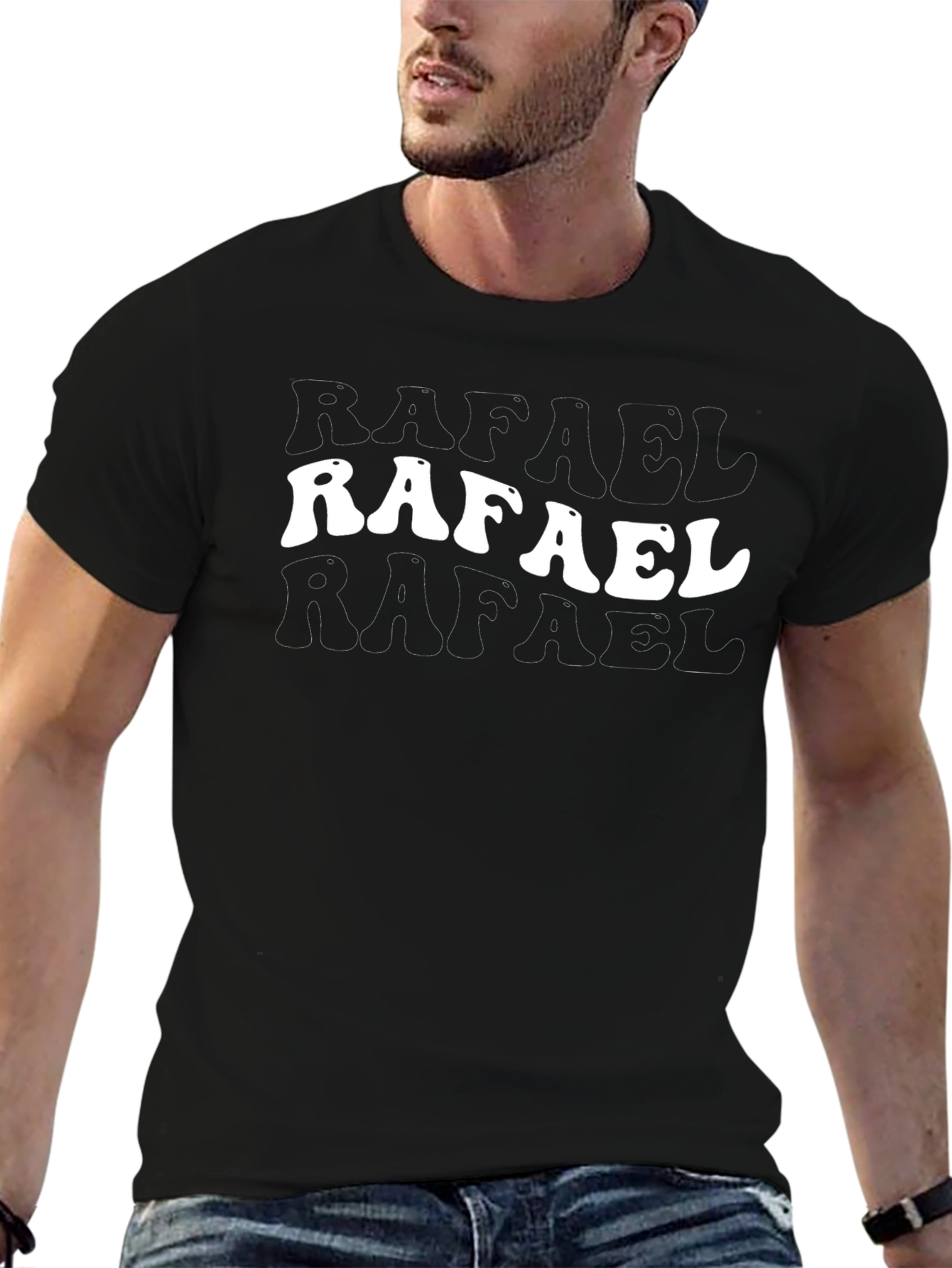 Retro Rafael Graphic Black T-Shirt