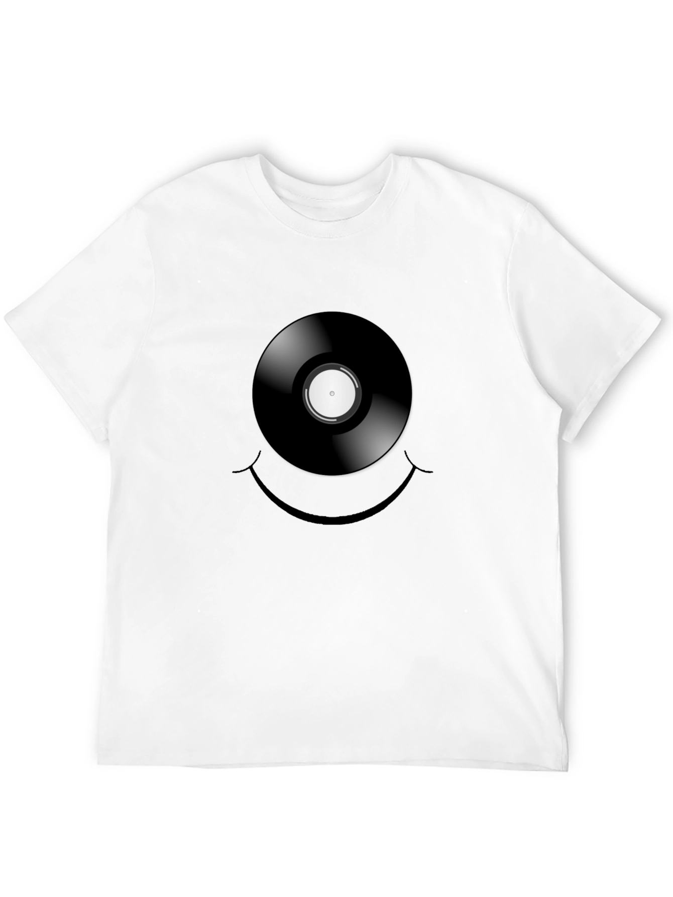Vinyl Record Smiley Face Graphic T-Shirt