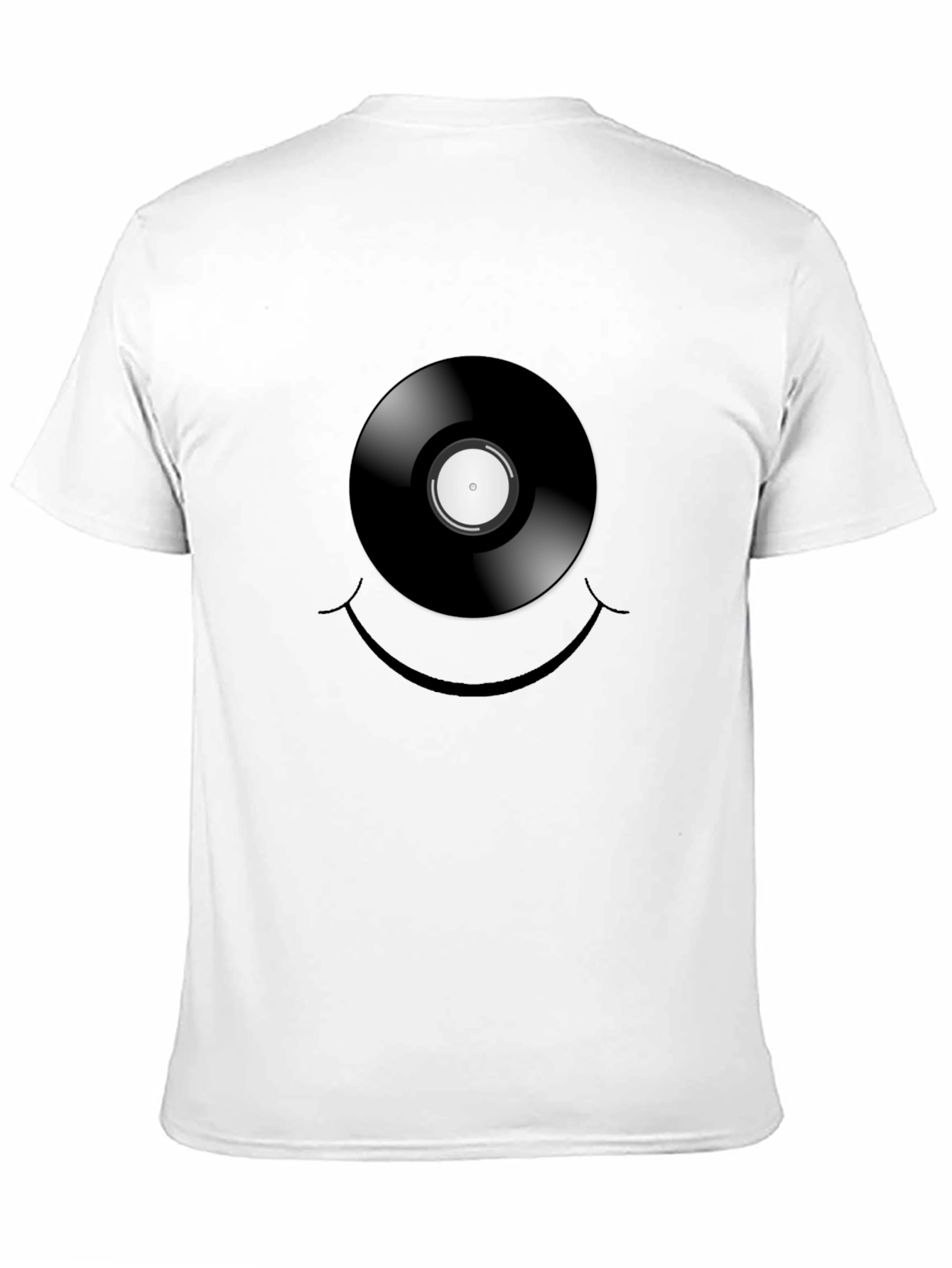 Vinyl Record Smiley Face Graphic T-Shirt
