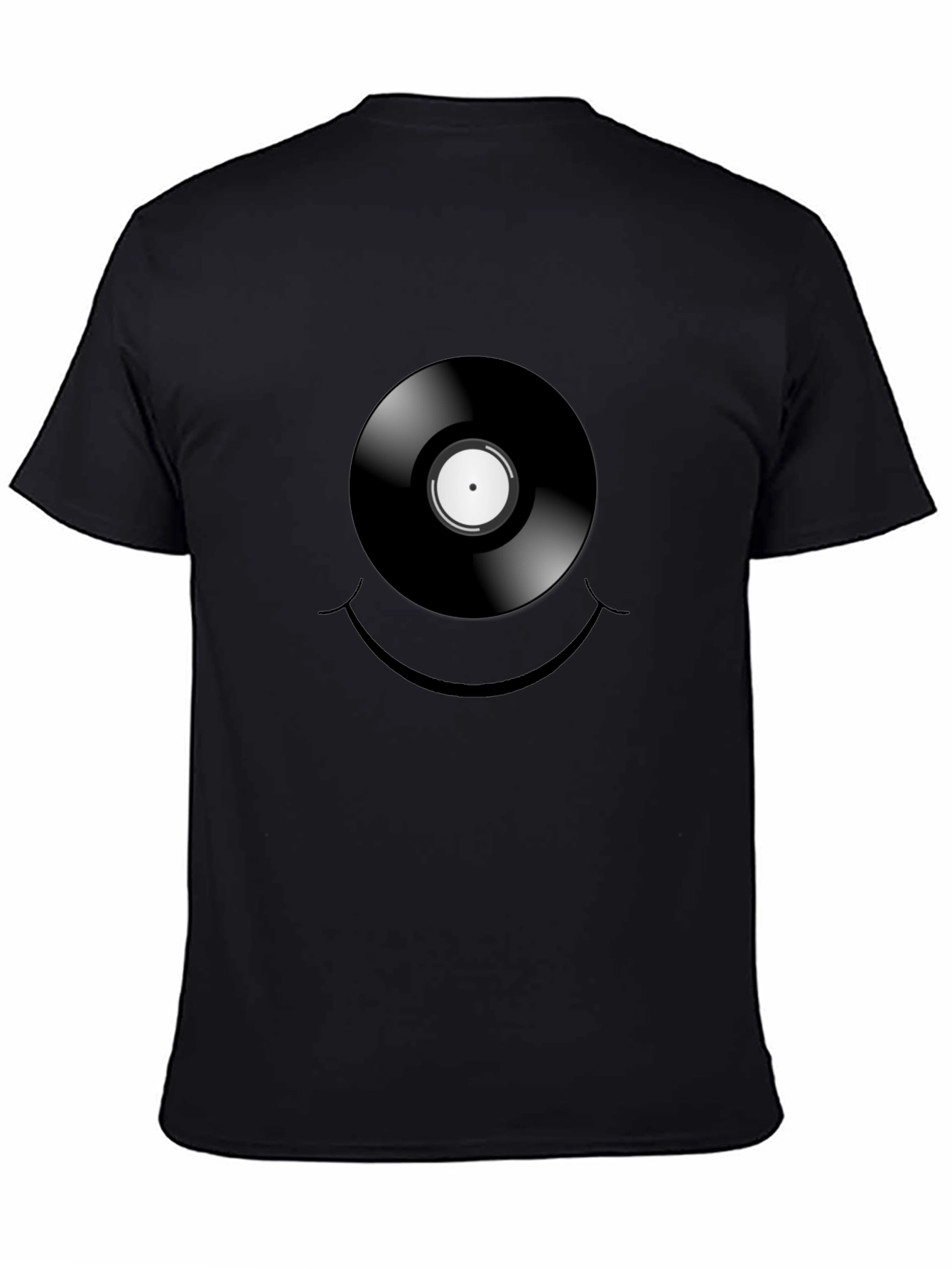 Vinyl Record Smiley Face Graphic T-Shirt