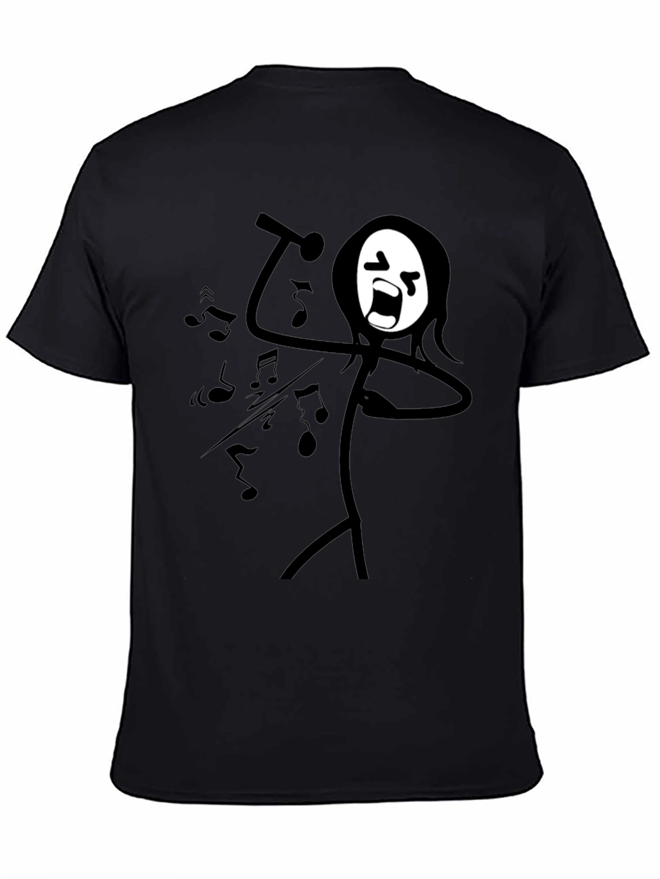 Singing Stick Figure Graphic Tee - Black Cotton