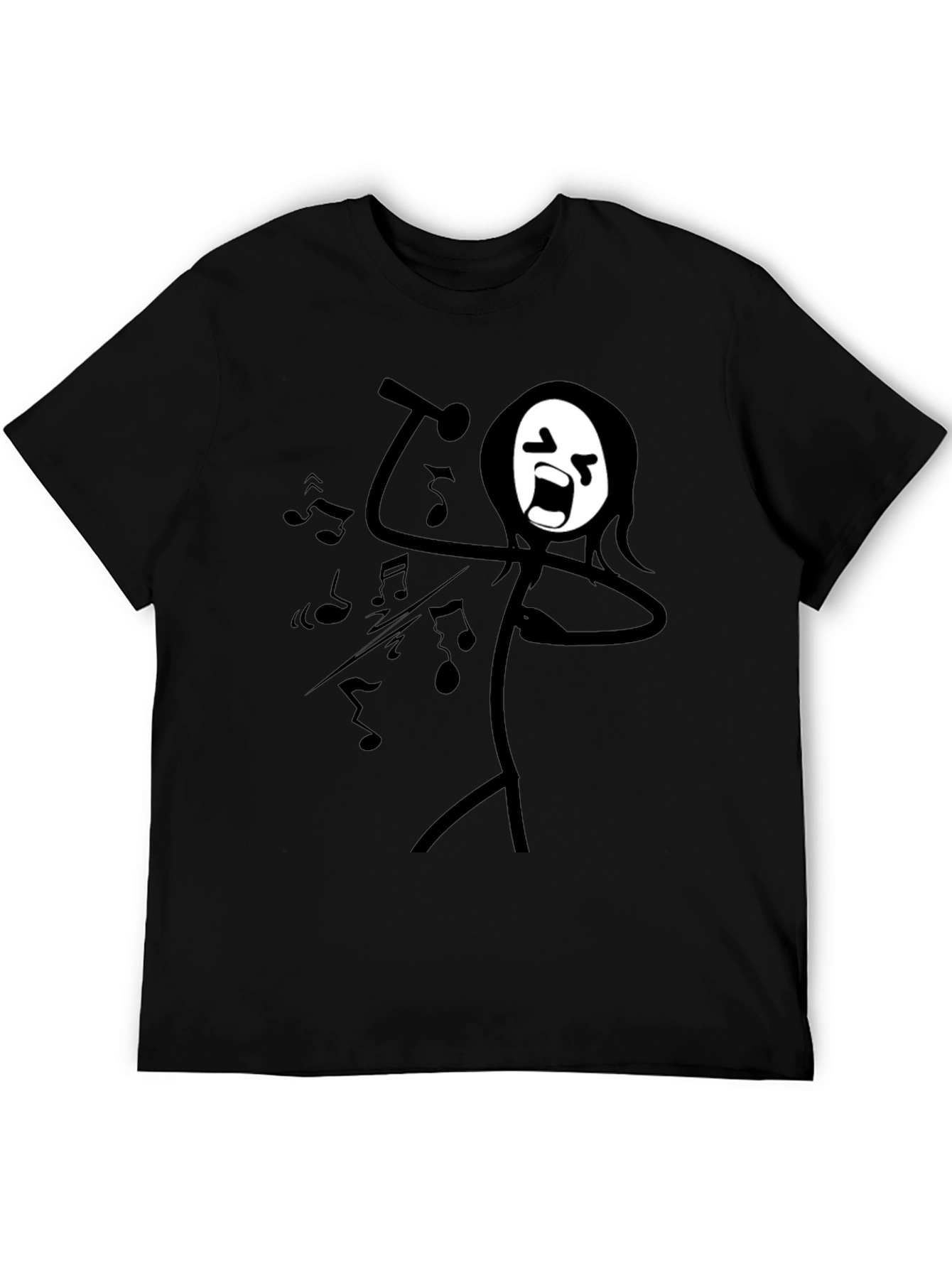 Singing Stick Figure Graphic Tee - Black Cotton