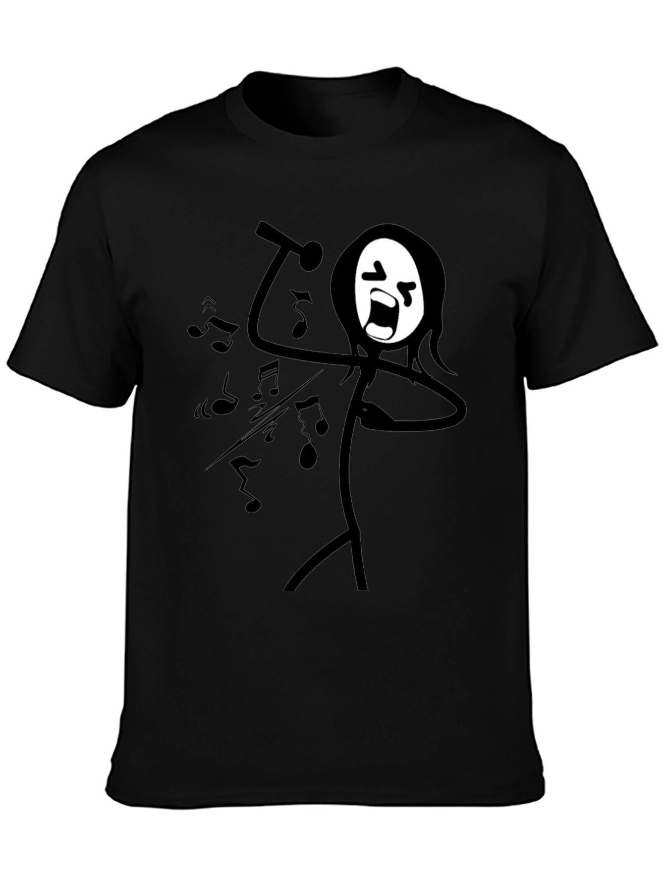 Singing Stick Figure Graphic Tee - Black Cotton