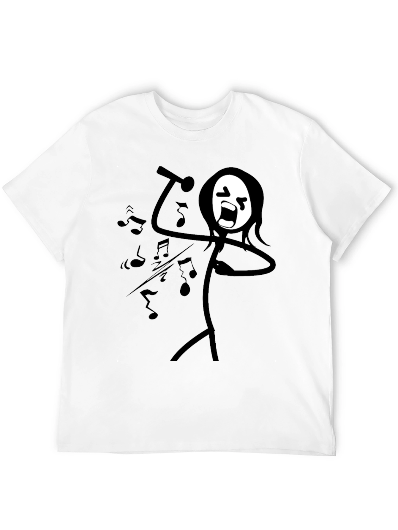 Singing Stick Figure Graphic Tee - Black Cotton