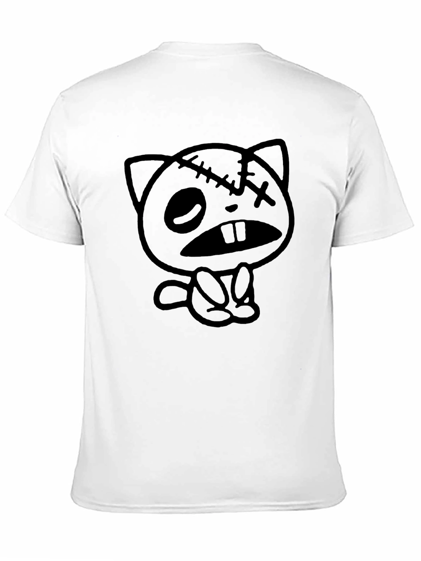 Zombie Cat Graphic Tee - Unisex Black Cotton T-Shirt