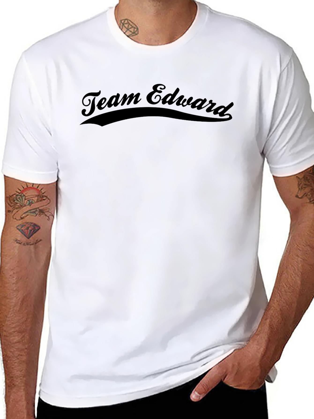Team Edward Black Crew Neck T-Shirt
