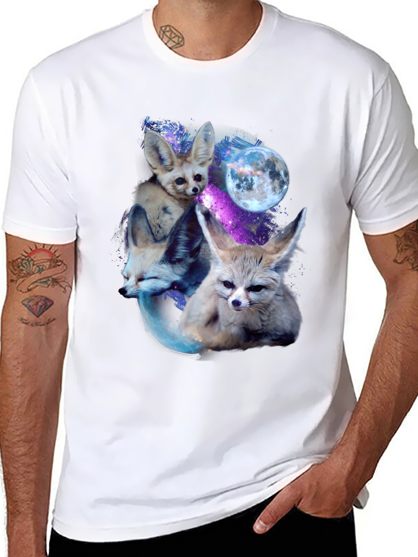 Fox Galaxy T-Shirt - Celestial Fennec Design