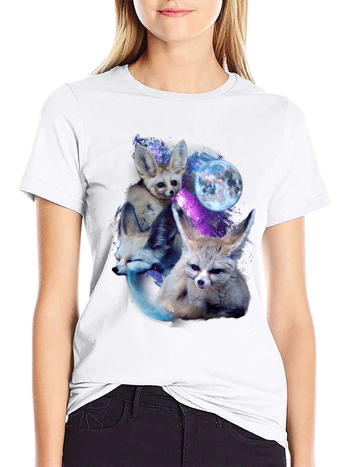Fox Galaxy T-Shirt - Celestial Fennec Design