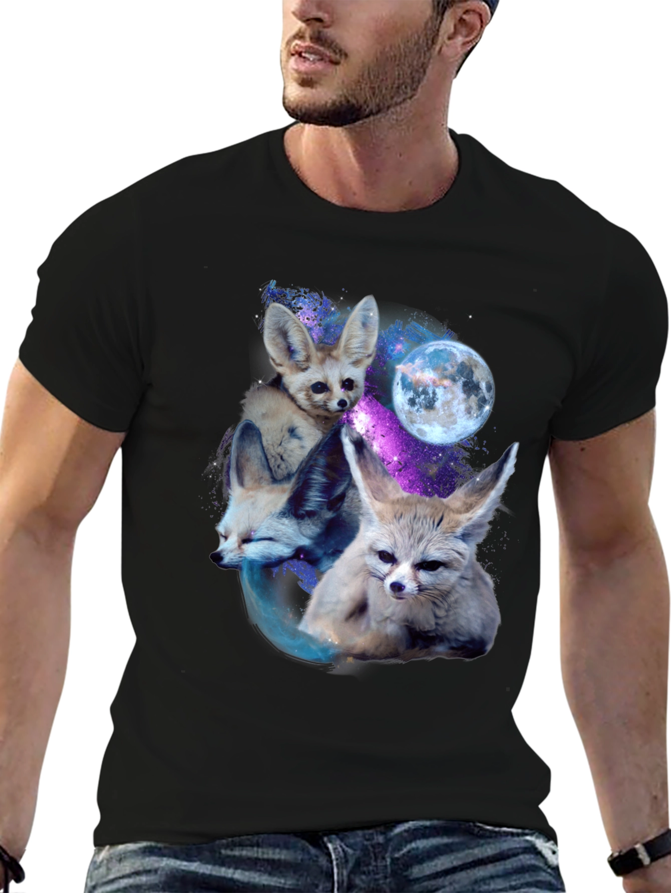 Fox Galaxy T-Shirt - Celestial Fennec Design