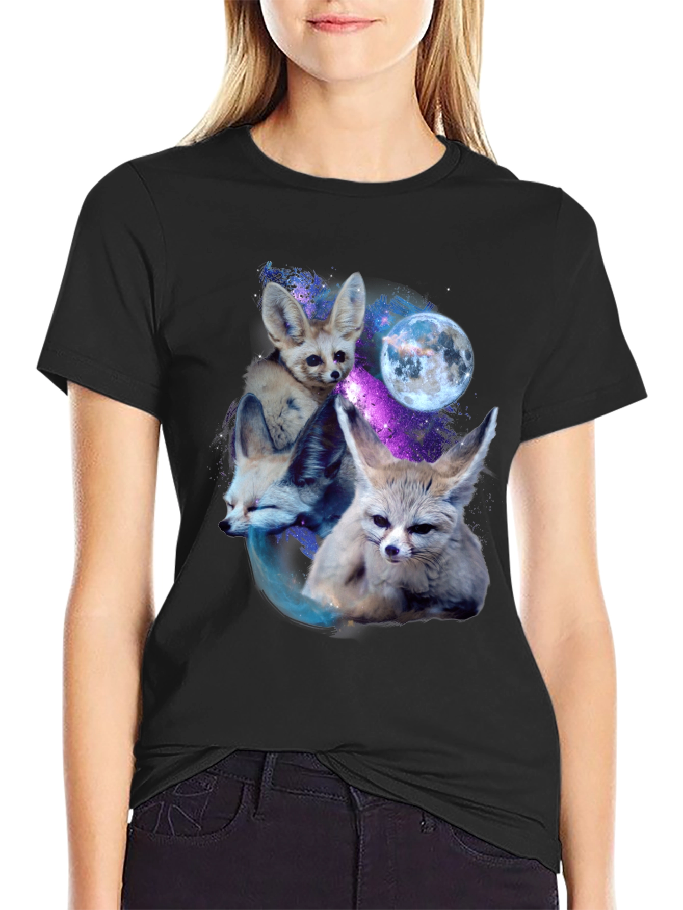 Fox Galaxy T-Shirt - Celestial Fennec Design