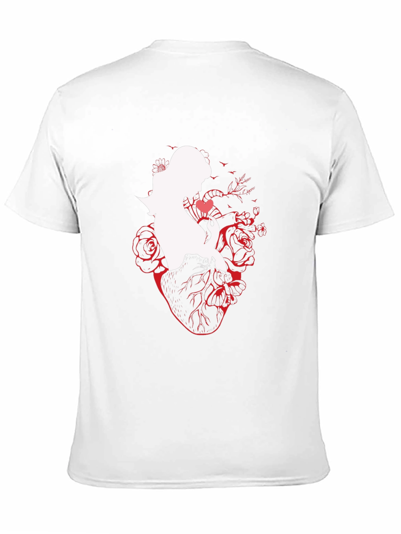 Anatomical Heart Rose Silhouette Graphic T-Shirt