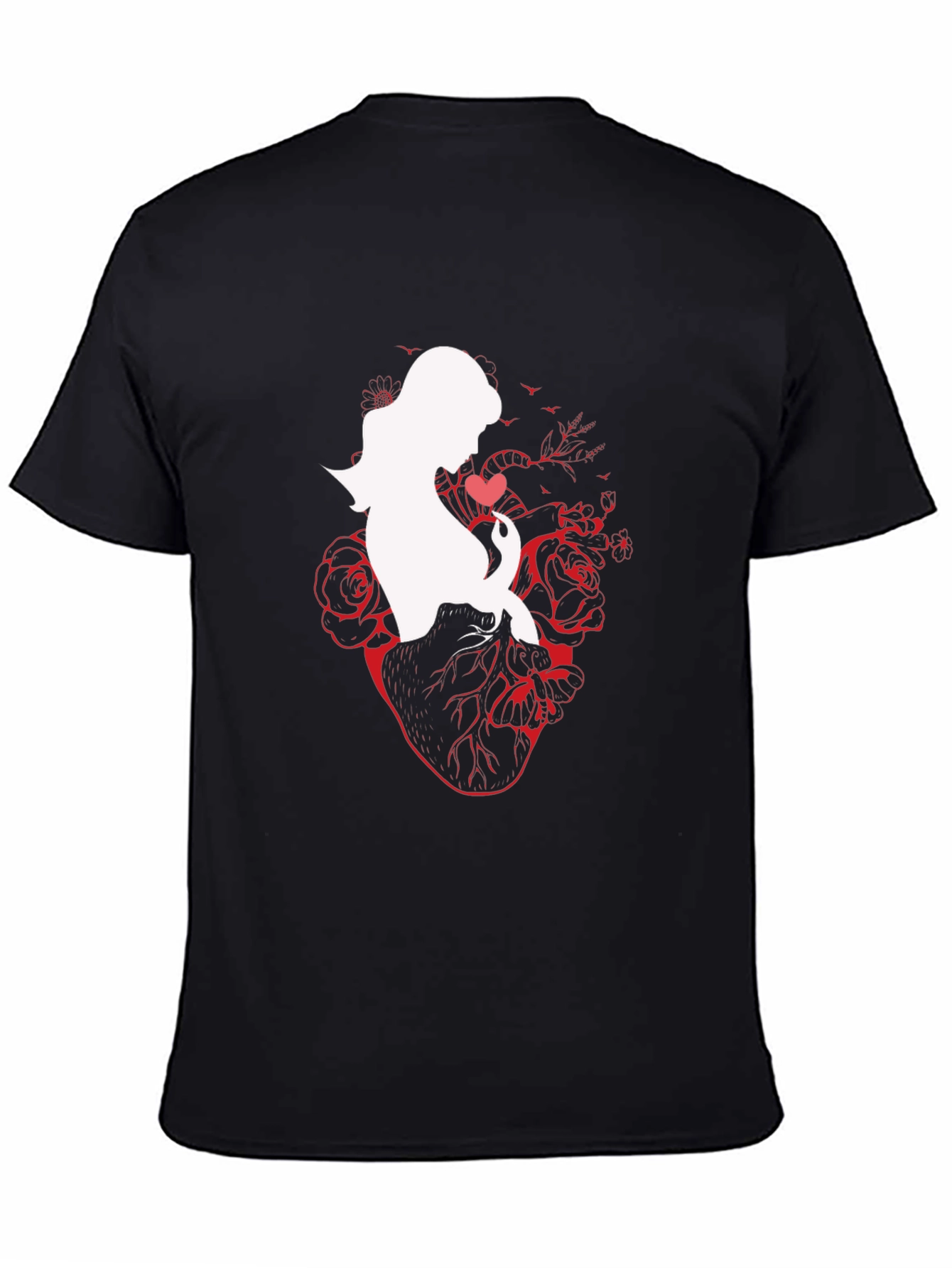 Anatomical Heart Rose Silhouette Graphic T-Shirt