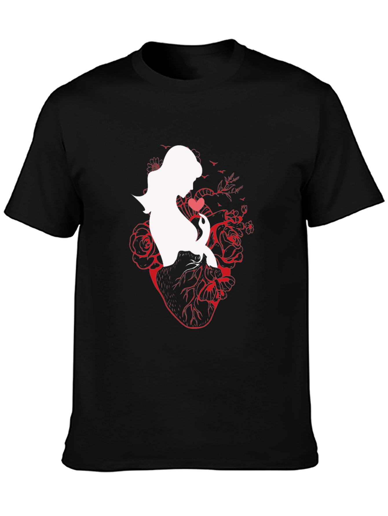 Anatomical Heart Rose Silhouette Graphic T-Shirt