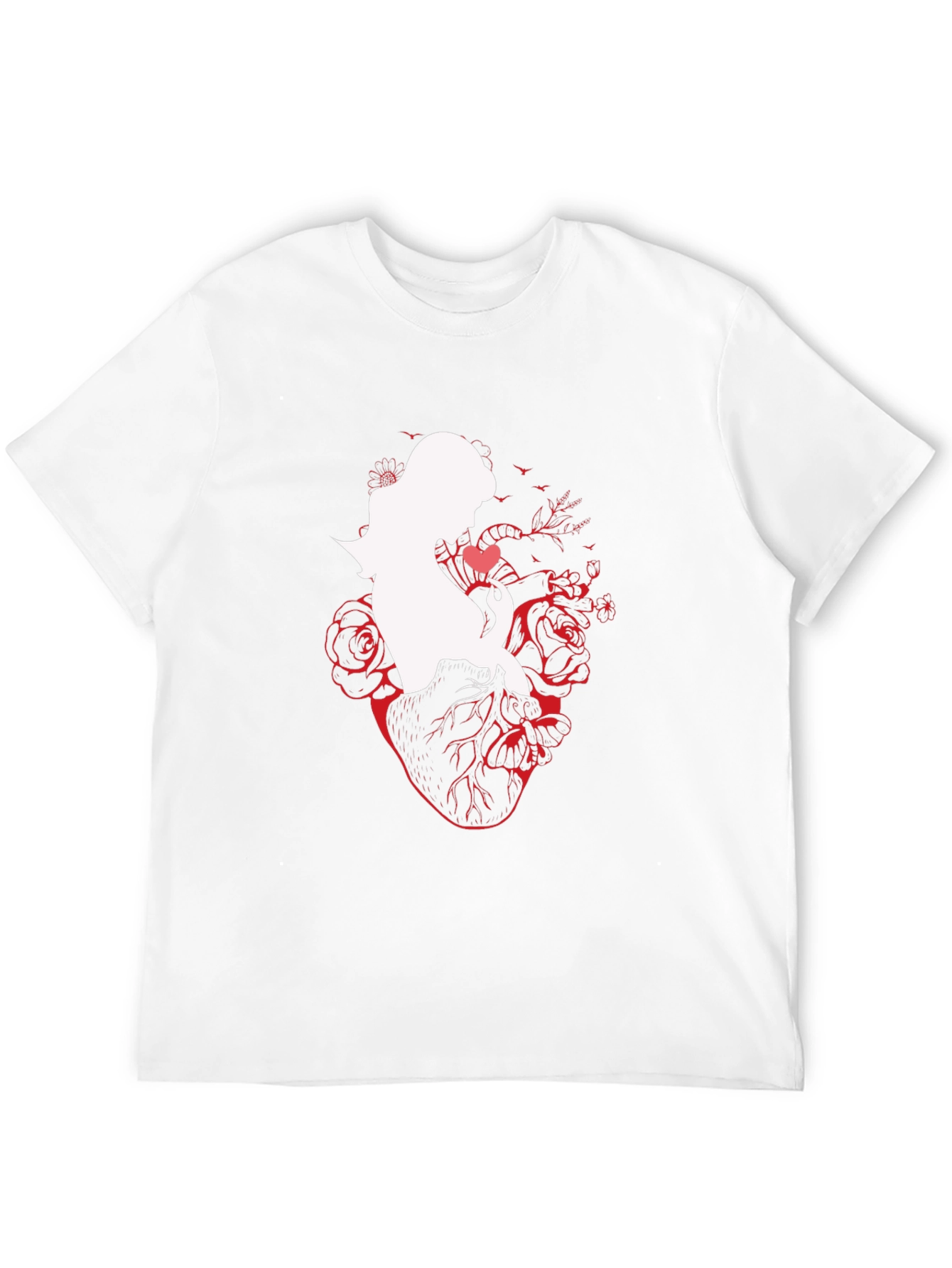 Anatomical Heart Rose Silhouette Graphic T-Shirt