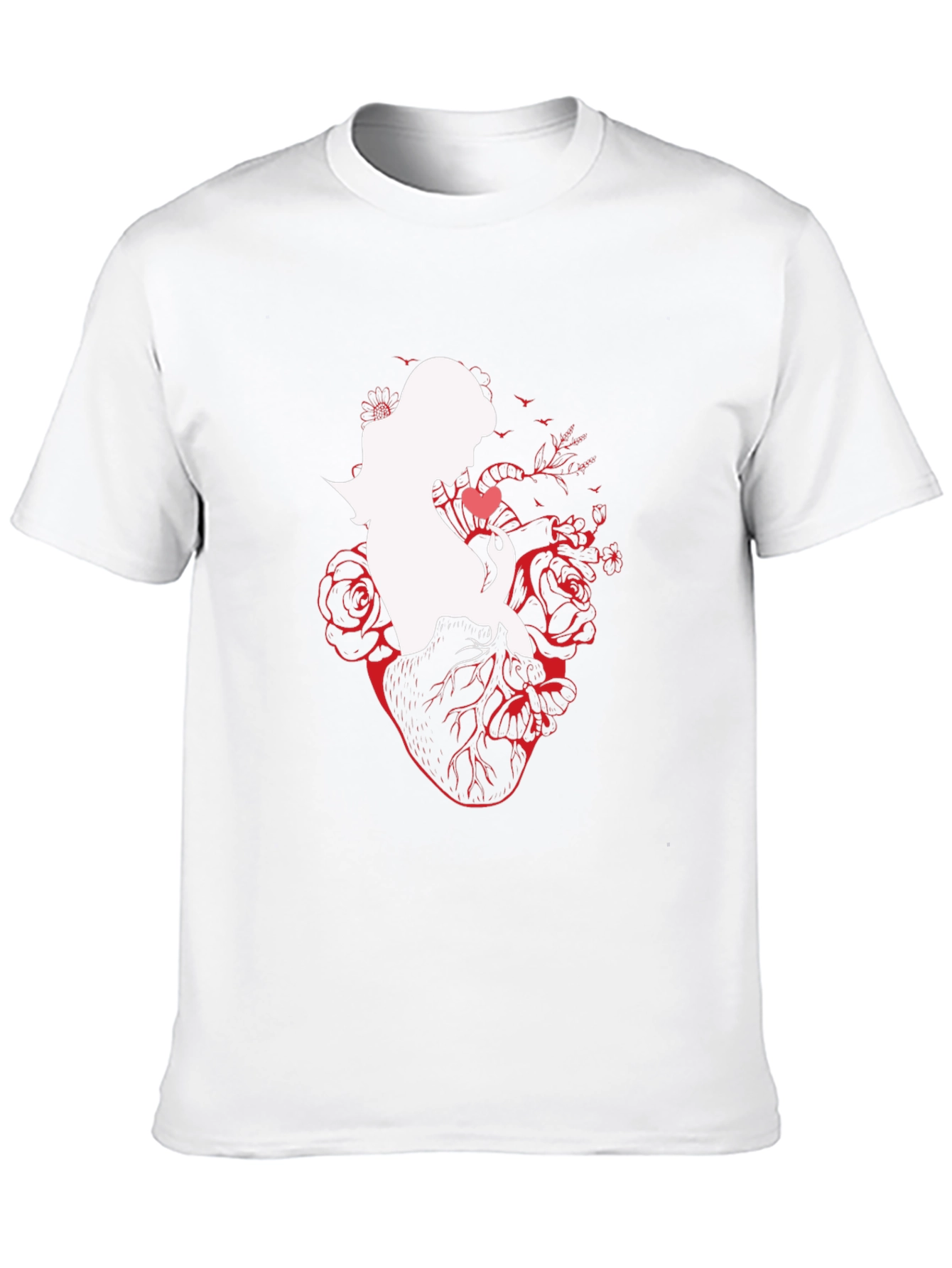 Anatomical Heart Rose Silhouette Graphic T-Shirt